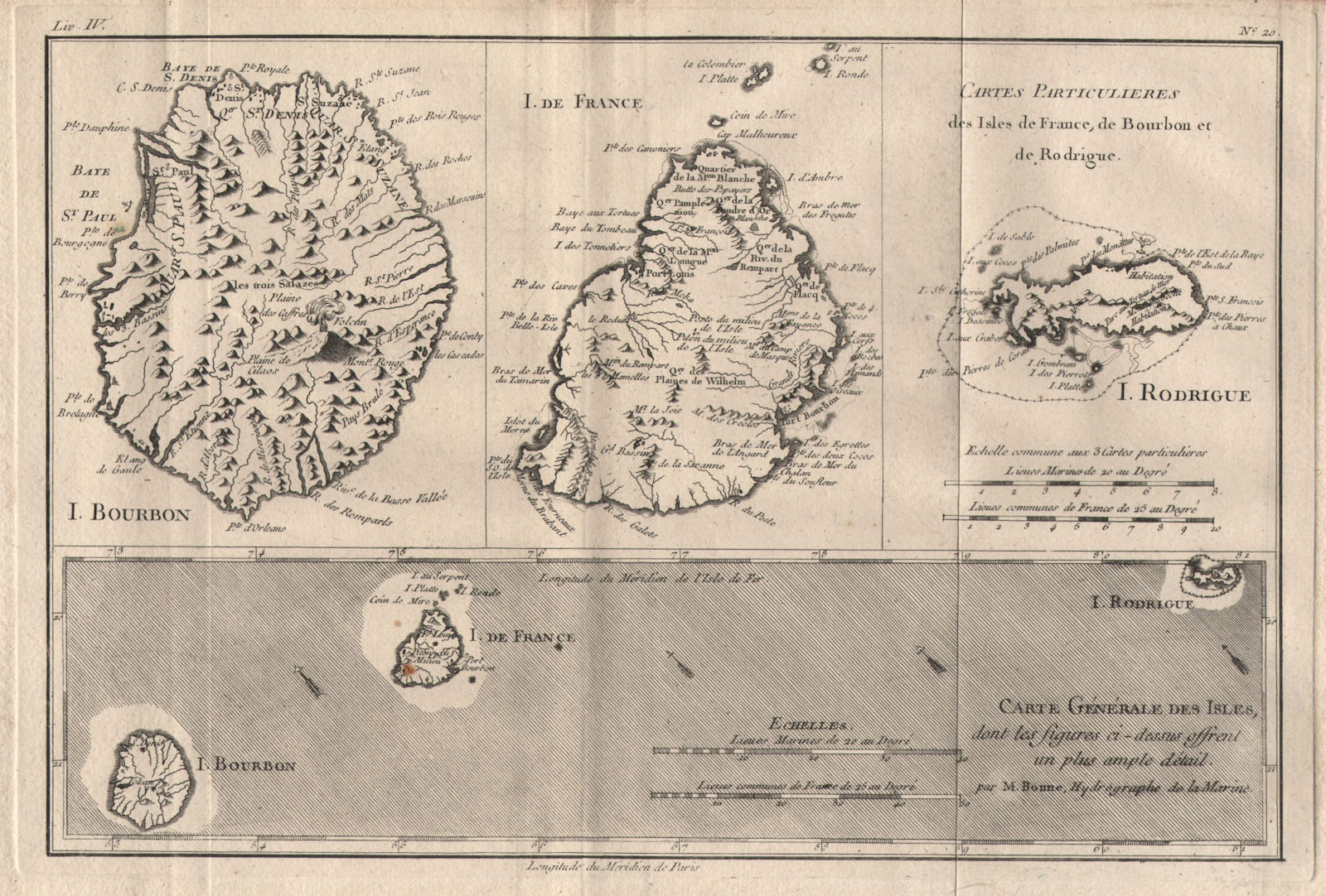 Associate Product "Cartes Particulieres des Isles de France…" Réunion Mauritius. BONNE 1780 map