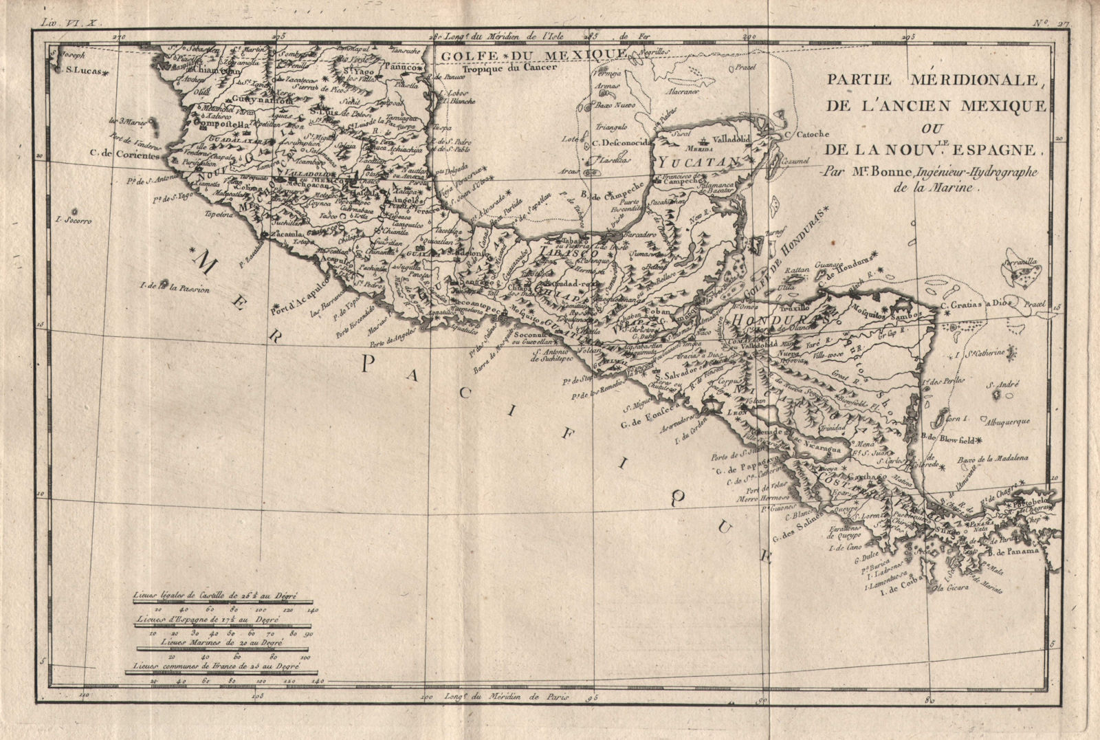 Associate Product "Partie Meridionale de l'Ancien Mexique…". Central America. BONNE 1780 old map
