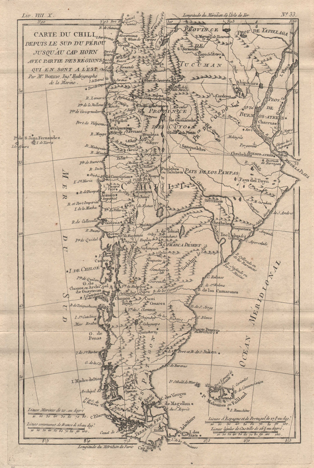 Associate Product "Carte du Chili, depuis le Sud du Pérou jusqu'au Cap Horn…" Chile BONNE 1780 map