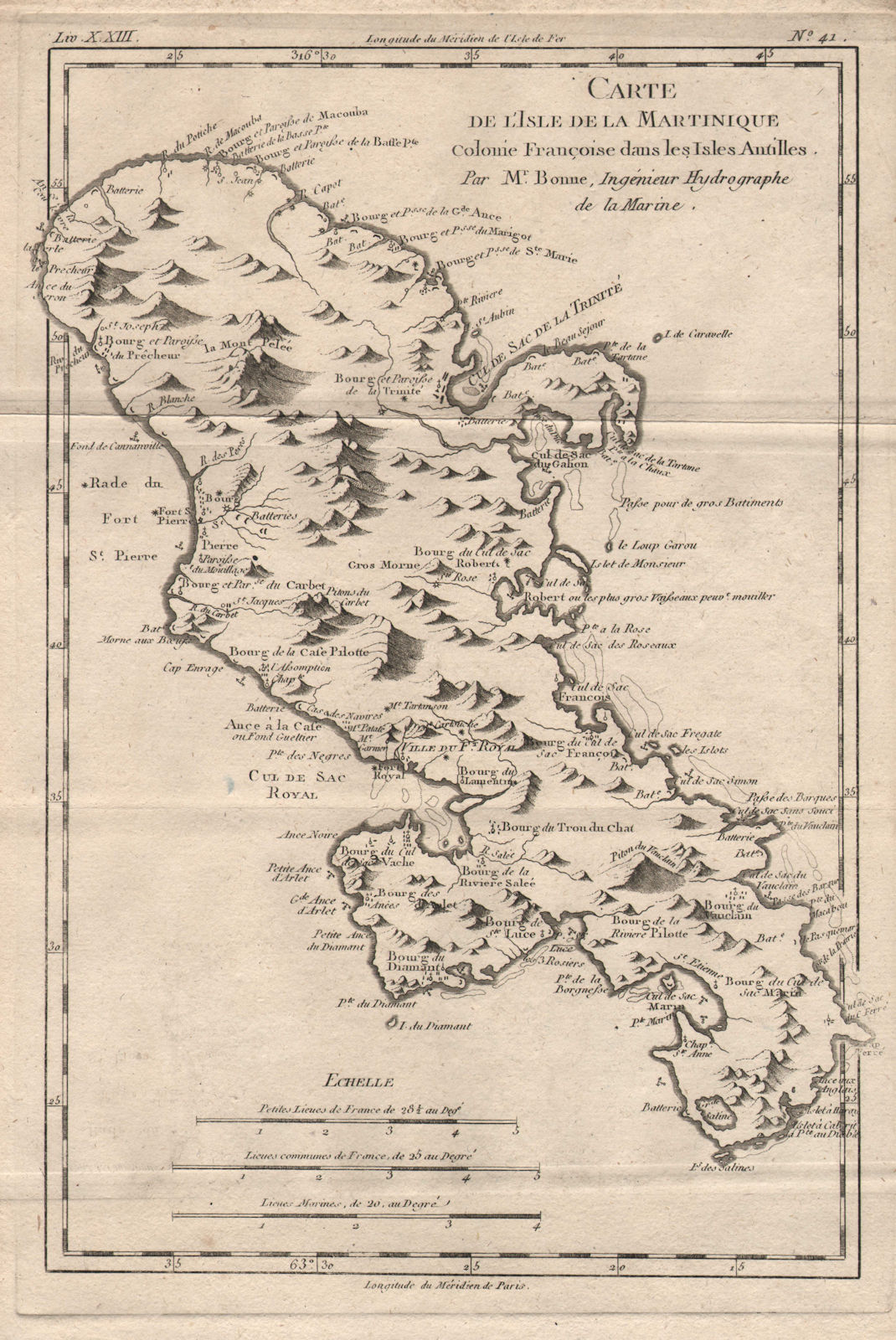 "Carte de l'Isle de la Martinique, Colonie Françoise…". Antilles. BONNE 1780 map
