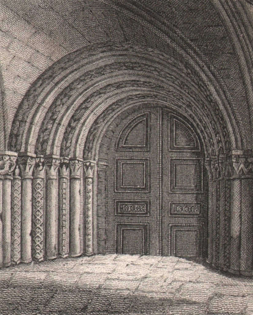Associate Product Entrance to the Temple Church, London. Antique engraved print 1817 old