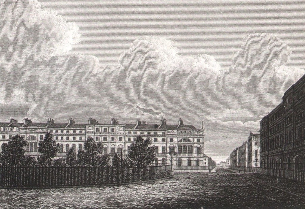 Associate Product Fitzroy Square, London. Antique engraved print 1817 old picture