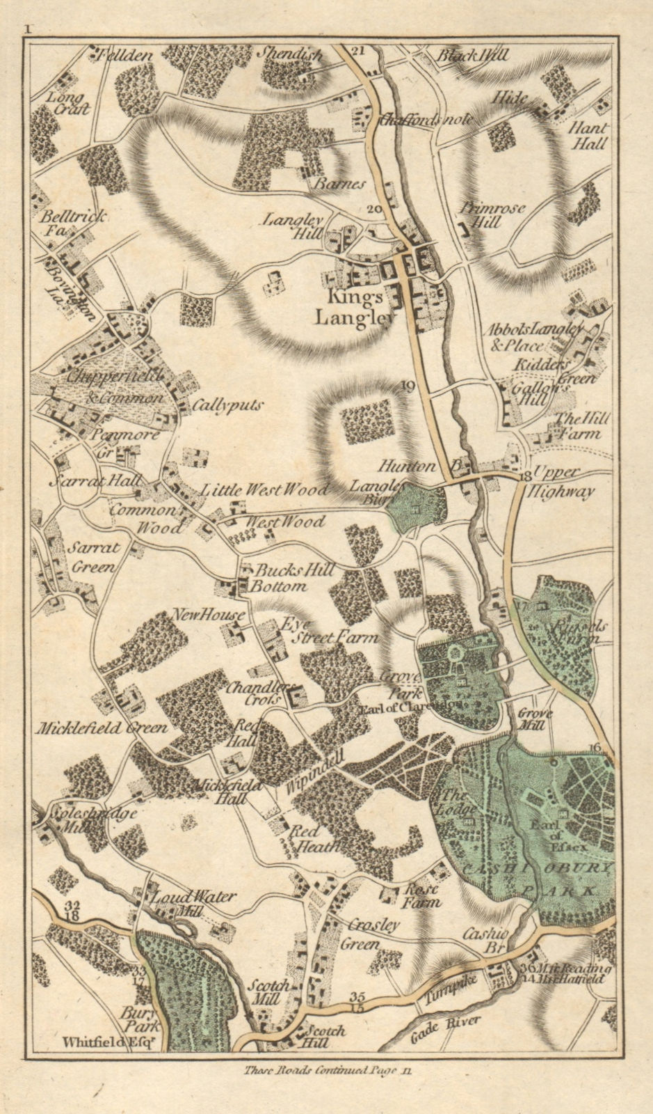 WATFORD Chorleywood Kings Langley Abbot's Langley Hemel Hempstead CARY 1786 map