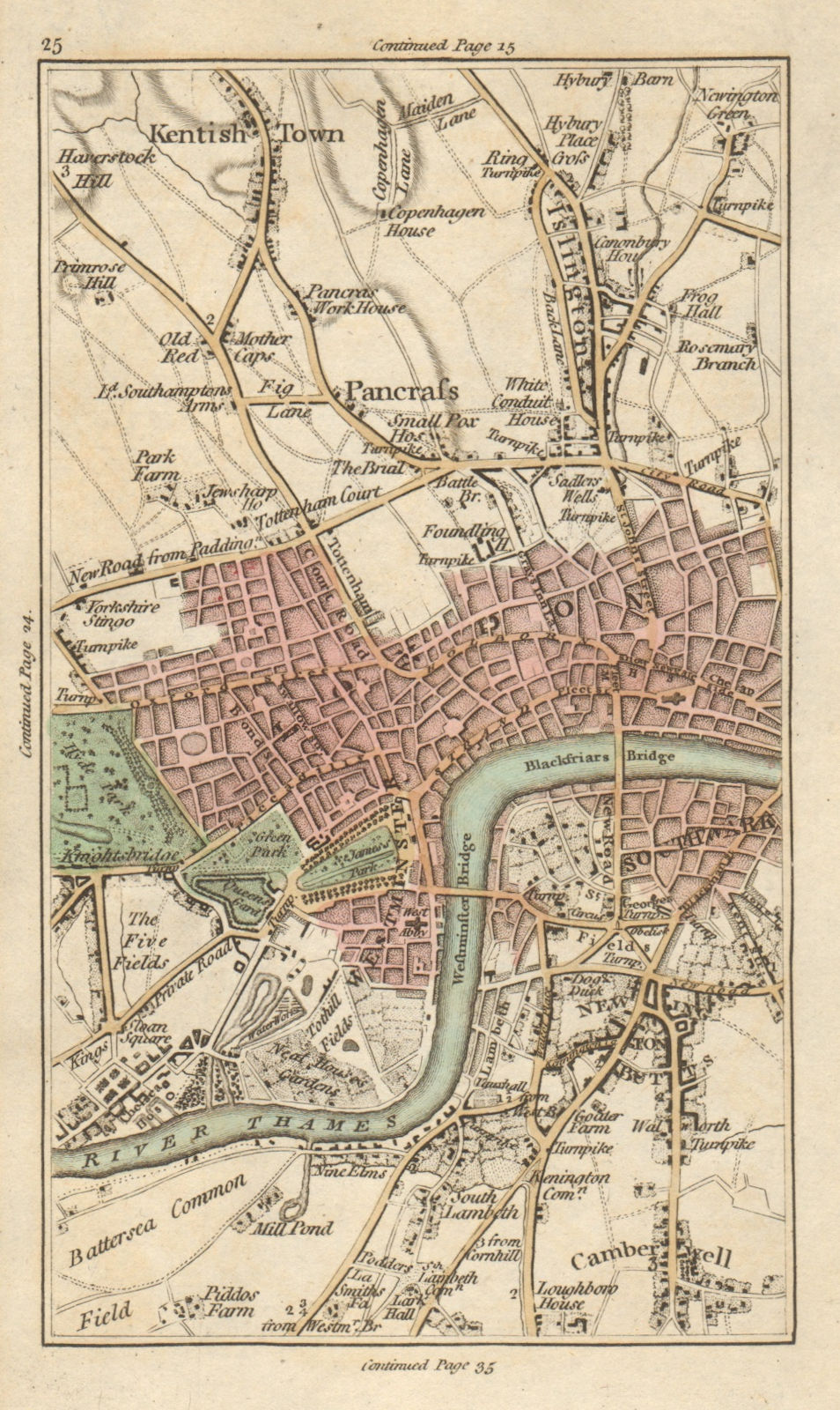WEST END Islington Chelsea Mayfair Marylebone Camden Westminster CARY 1786 map