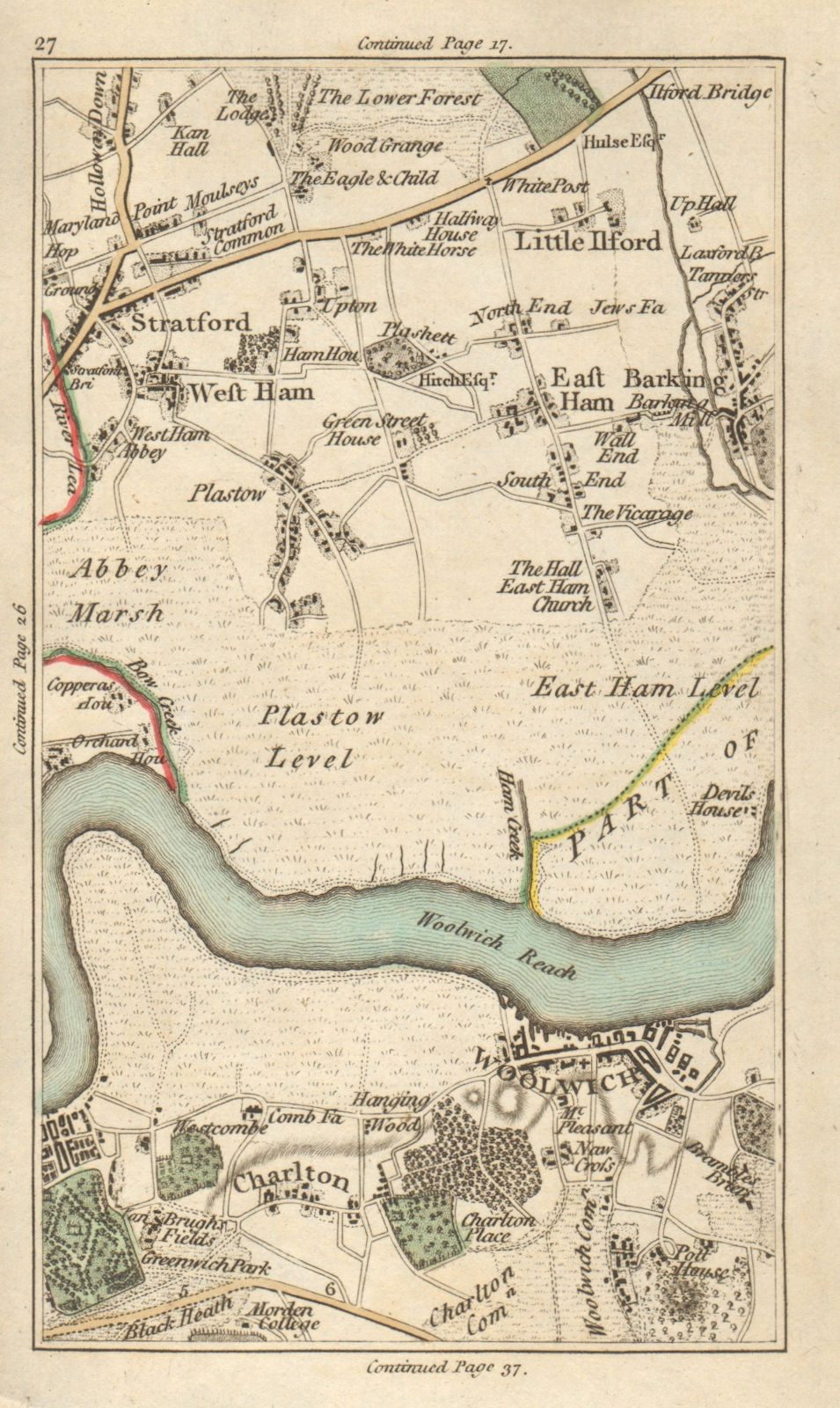 Associate Product WOOLWICH Greenwich Stratford West East Ham Charlton Barking Plaistow 1786 map