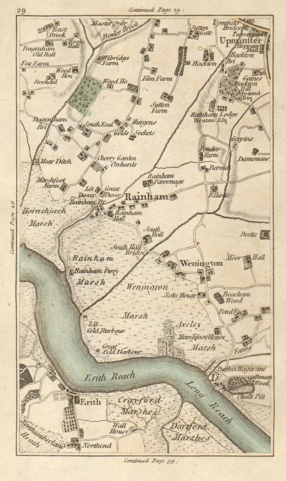 Associate Product HORNCHURCH Upminster Erith Rainham Dagenham Purfleet Dartford CARY 1786 map