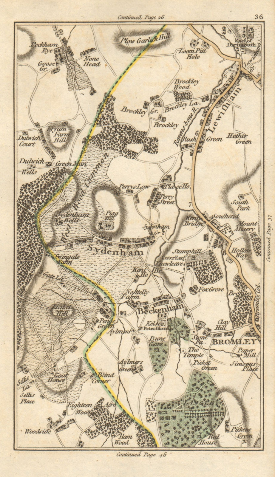 LEWISHAM Sydenham Beckenham Bromley Penge Catford Bellingham Peckham 1786 map