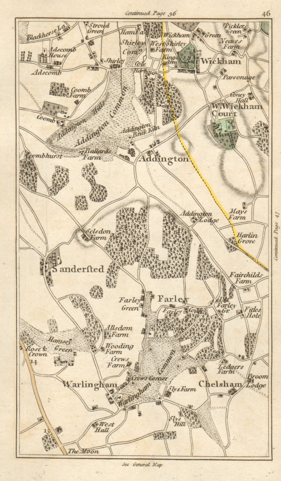 Associate Product CROYDON Wickham West Wickham Addington Sanderstead Farley Warlingham 1786 map