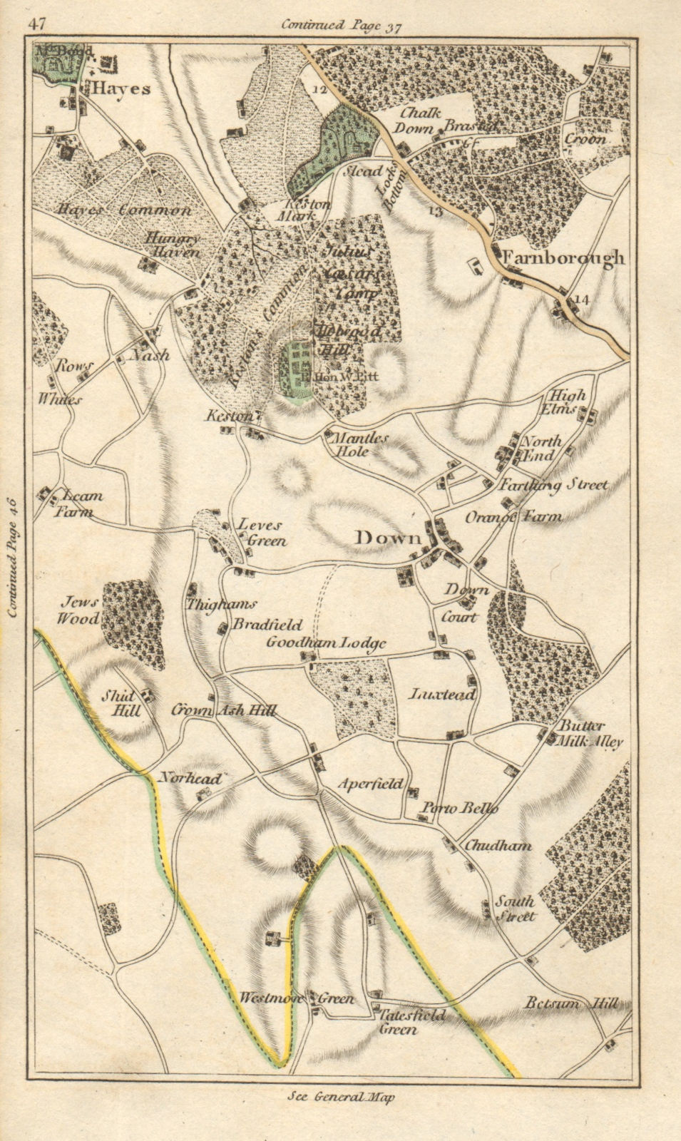 Associate Product ORPINGTON Keston Mark Hayes Downe Farnborough Biggin Hill Tatsfield 1786 map