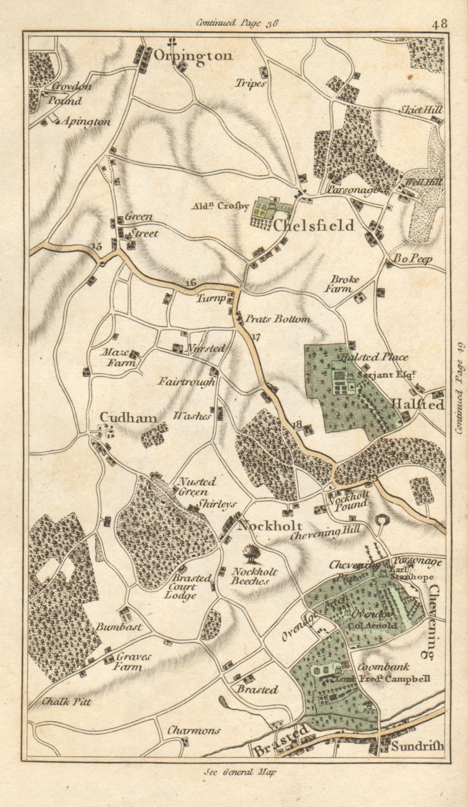 Associate Product ORPINGTON Chelsfield Halsted Chudham Knockholt Chevening Sundridge CARY 1786 map