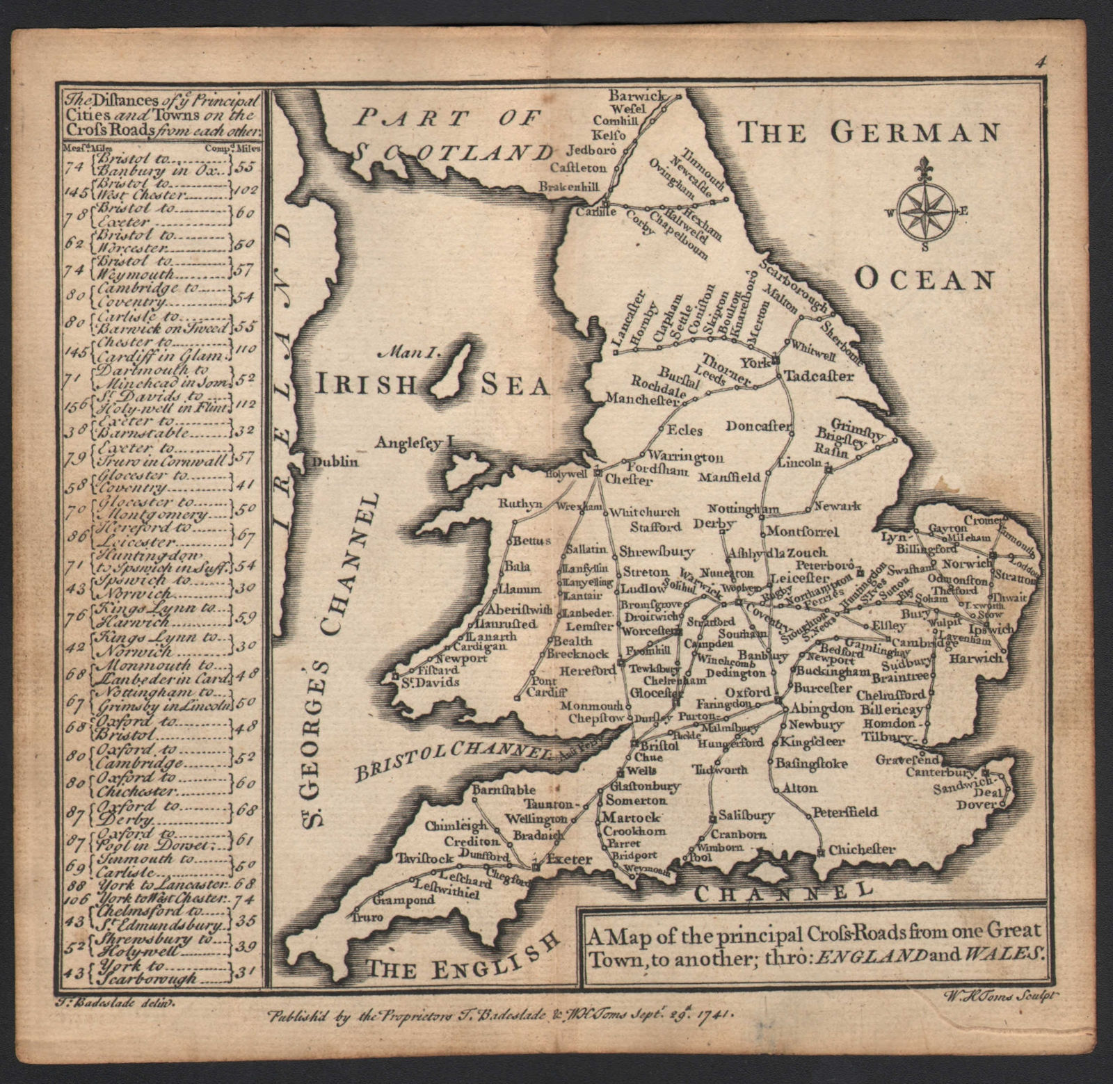 "The principal cross-roads…thro England & Wales". Badeslade & Toms 1742 map