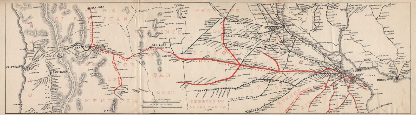 Buenos Ayres Midland Railway route map Ferrocarril Midland de Buenos Aires  c1908