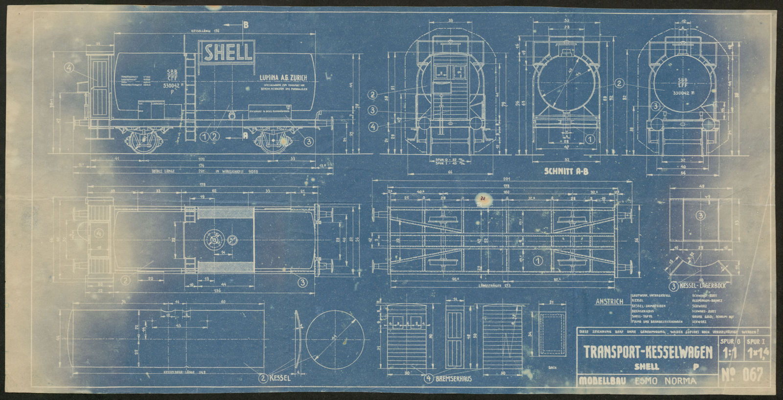 Associate Product Transport-kesselwagen Shell. Transportation tank rail cars. Switzerland c1935