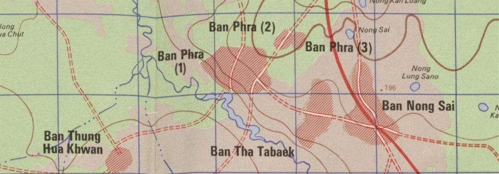 Tambon of Saraphi. NE Thailand Land Use. Amphoe Chok Chai. Chang Mai 1968 map