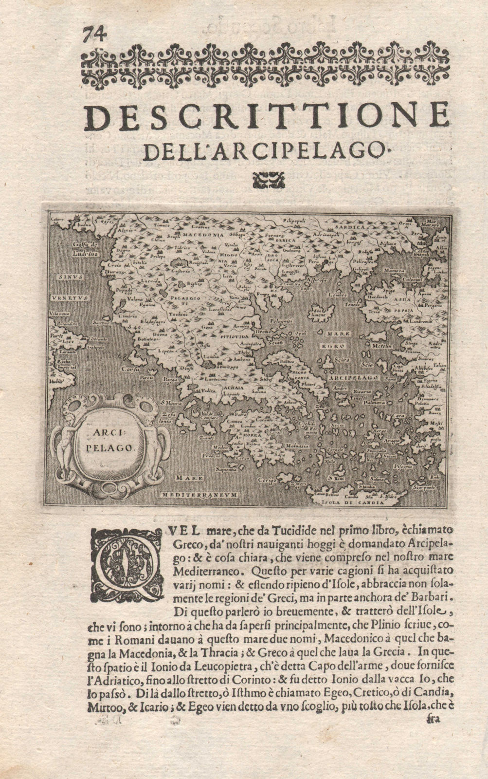 "Descrittione dell' Arcipelago". PORCACCHI. Greek Archipelago Greece 1620 map