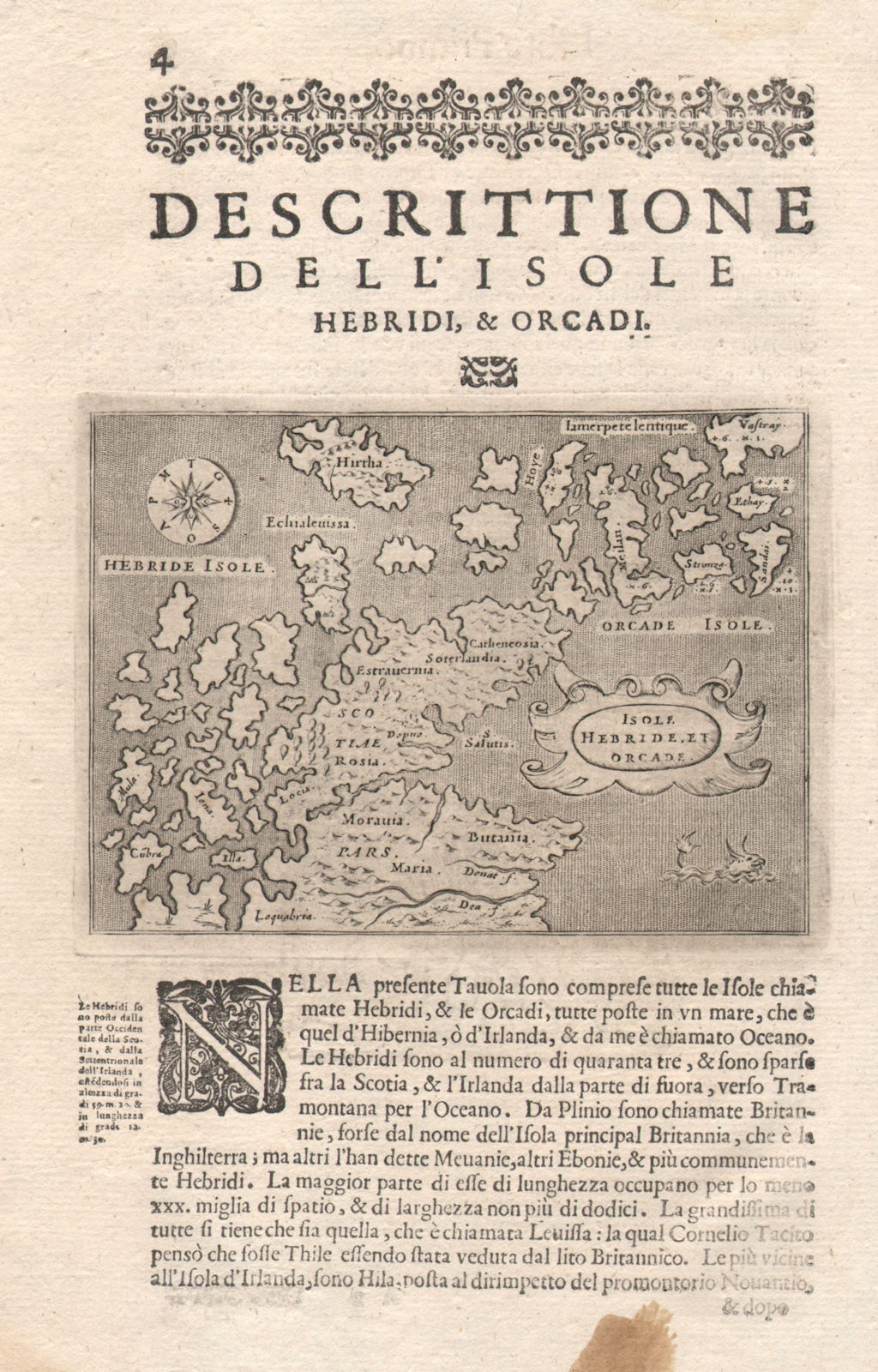 "Descrittione dell' Isole Hebridi & Orcadi" PORCACCHI. Hebrides Orkneys 1620 map