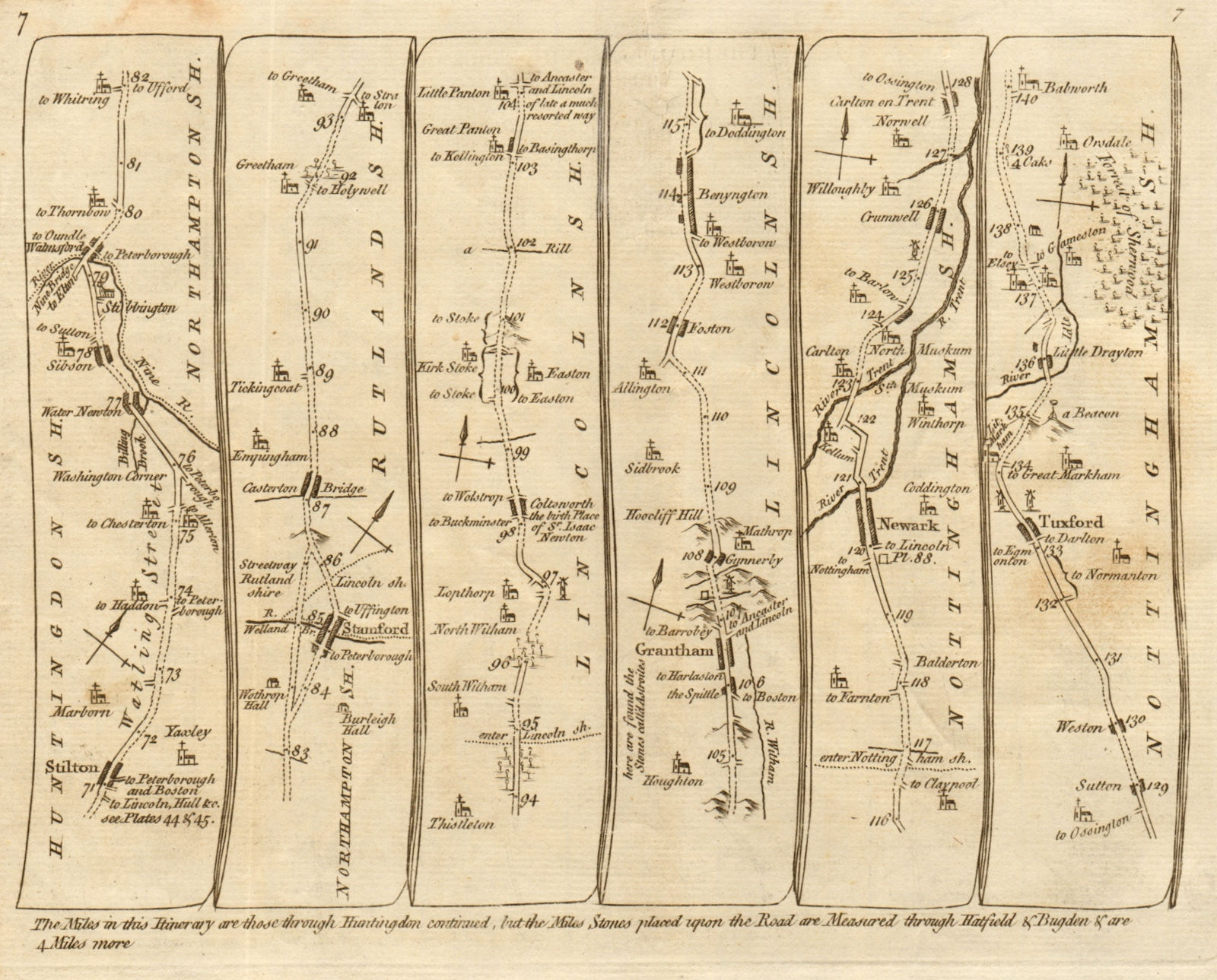 Associate Product Stilton Stamford Coltsworth Grantham Newark Tuxford. KITCHIN road map 1767