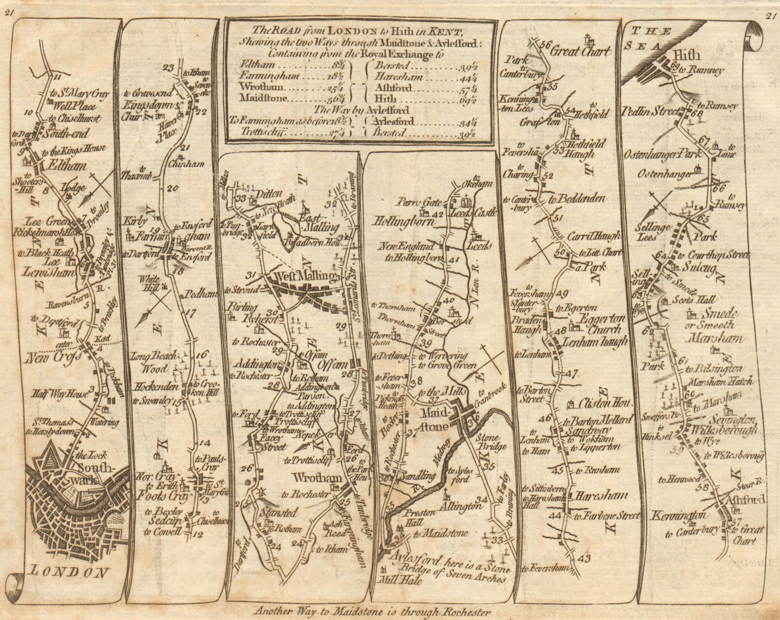 Associate Product London Lewisham West Malling Maidstone Ashford Hythe. KITCHIN road map 1767