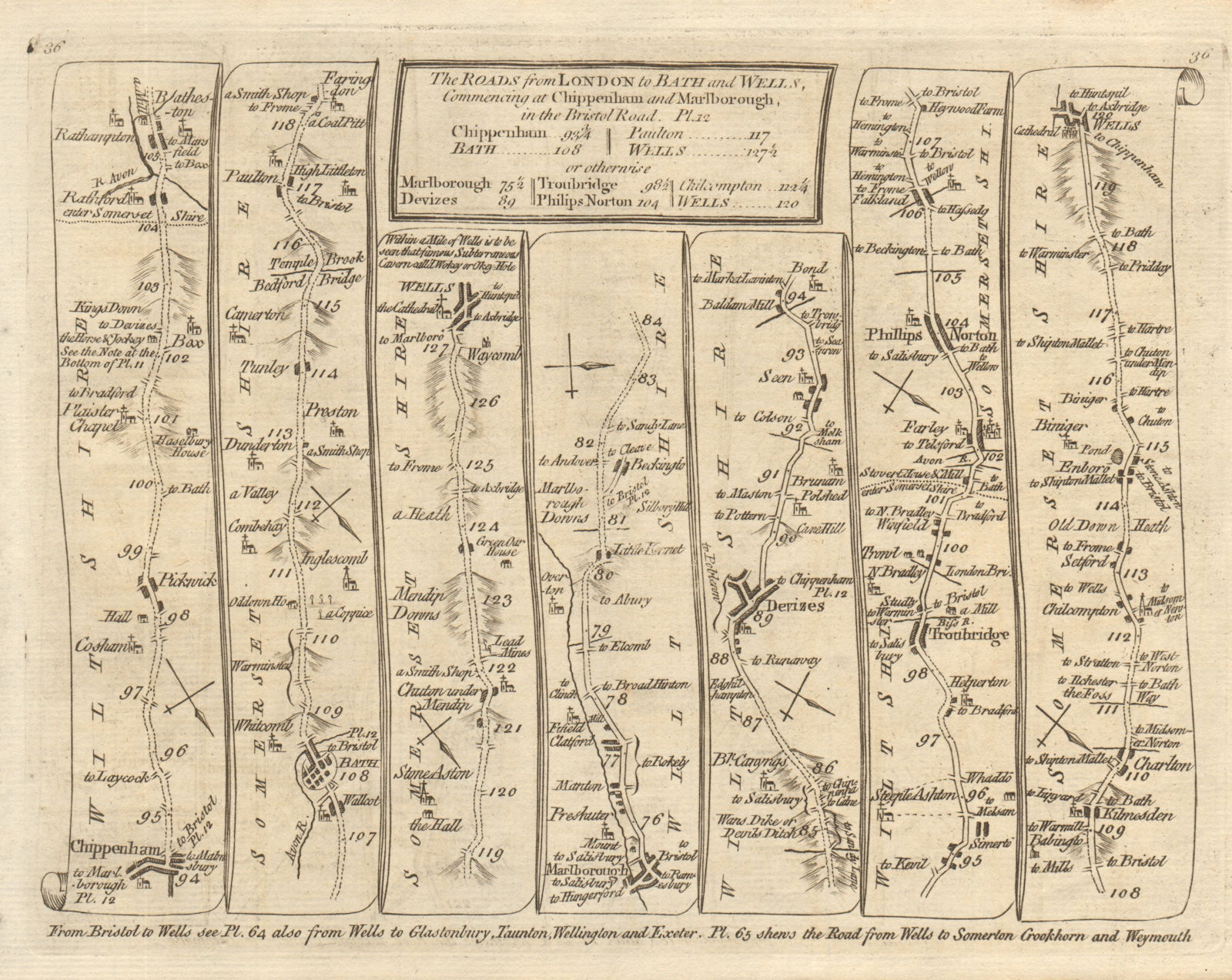 Associate Product Chippenham Bath Wells Marlborough Devizes Trowbridge. KITCHIN road map 1767