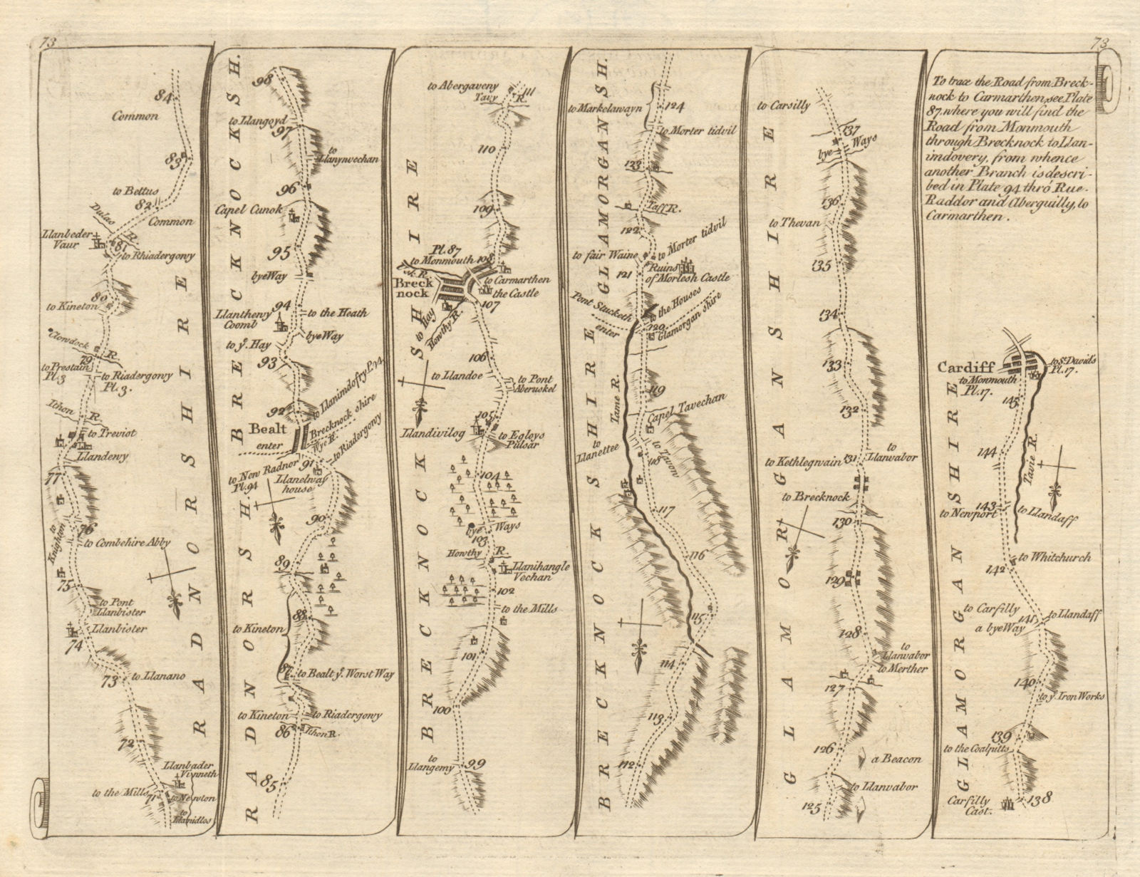 Associate Product Llanbadarn Fynydd Llanbister Llandewi Brecon Cardiff. KITCHIN road map 1767