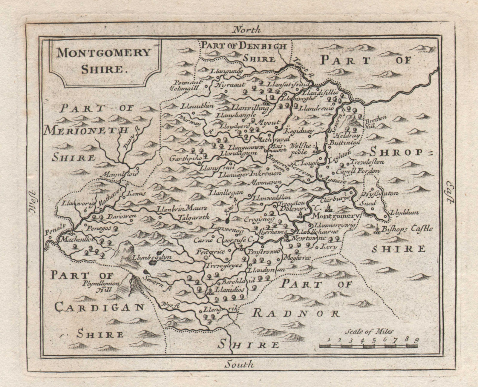 Associate Product Antique county map of Montgomeryshire by John Seller / Francis Grose c1780