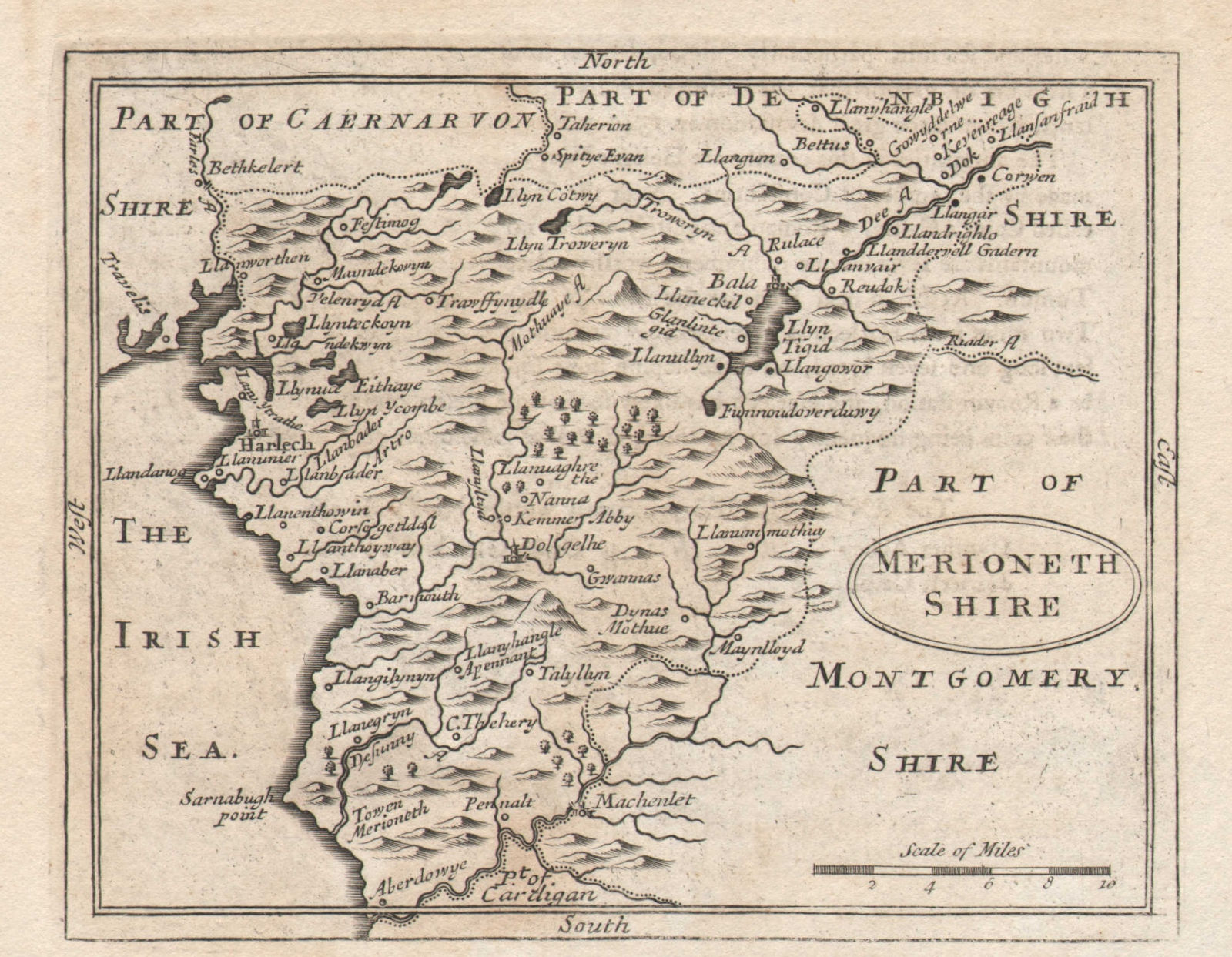 Associate Product Antique county map of Merionethshire by John Seller / Francis Grose c1780