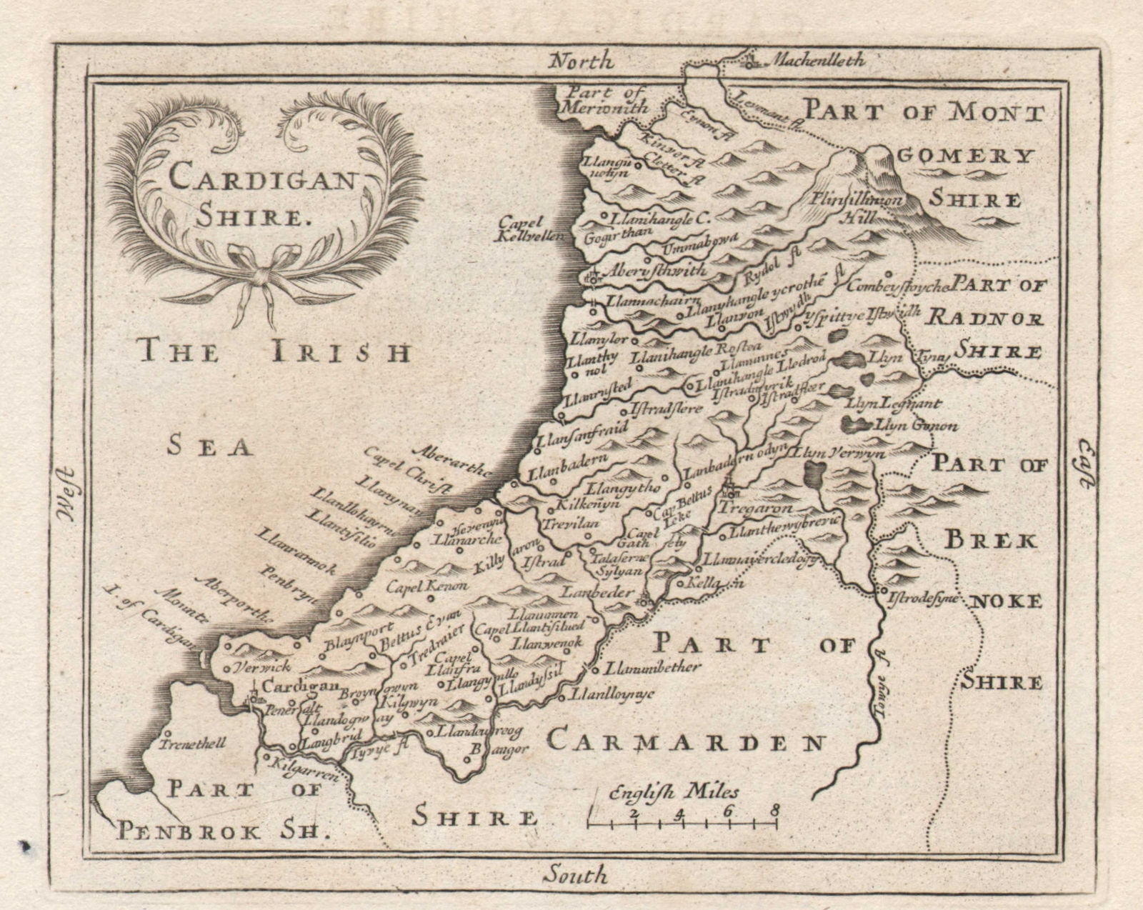 Antique county map of Cardiganshire by John Seller / Francis Grose c1780