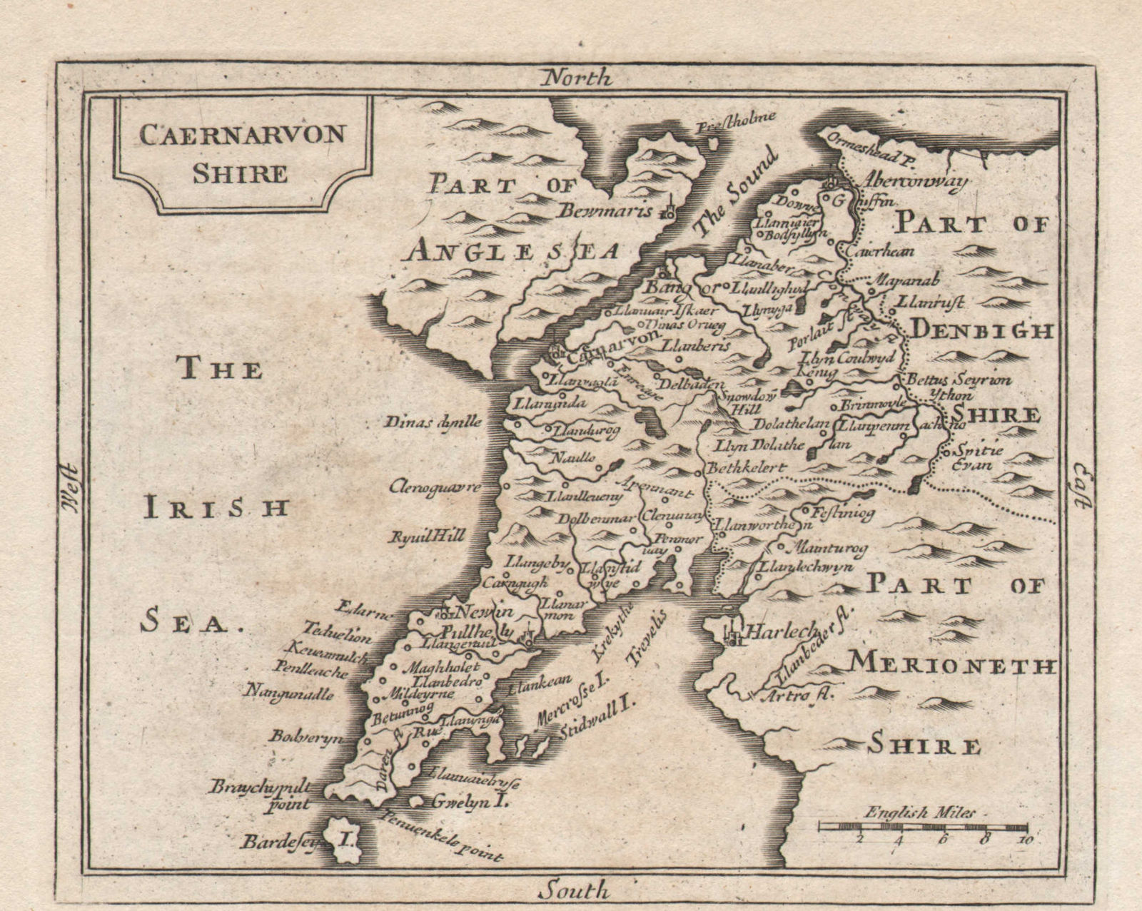 Associate Product Antique county map of Caernarvonshire by John Seller / Francis Grose c1780