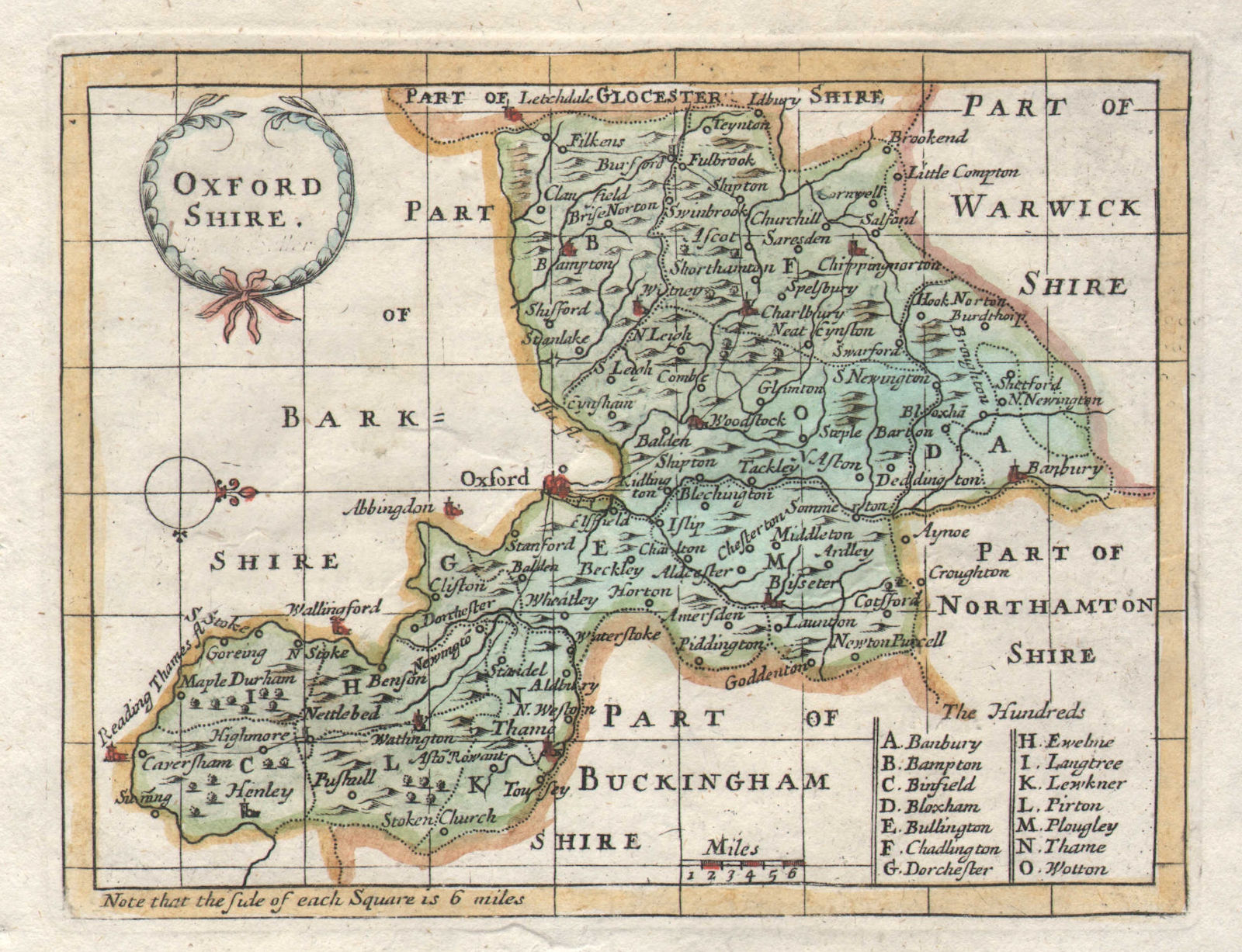 Antique county map of Oxfordshire by John Seller / Francis Grose. Coloured c1780