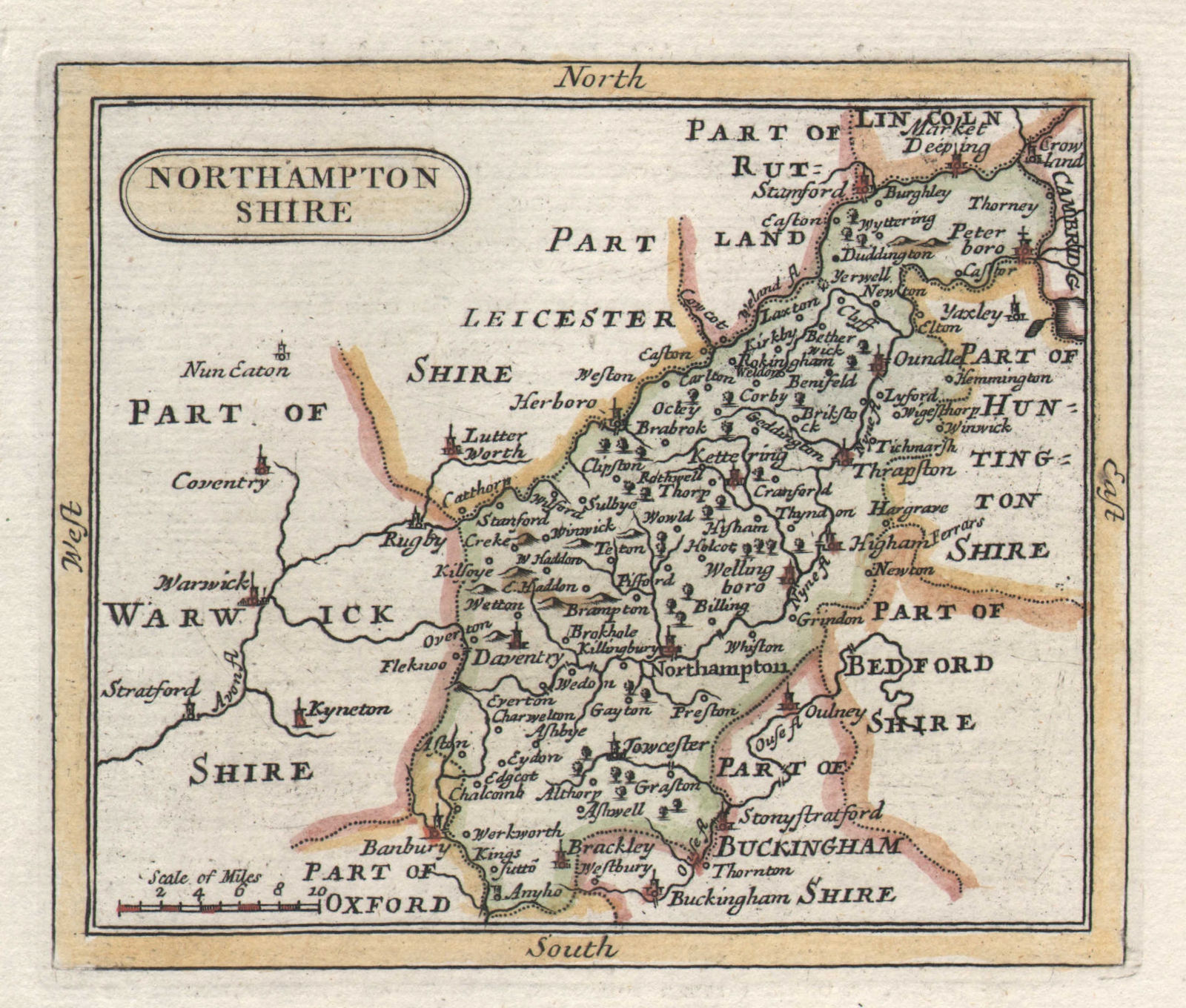 Antique county map of Northamptonshire by John Seller / Francis Grose c1780