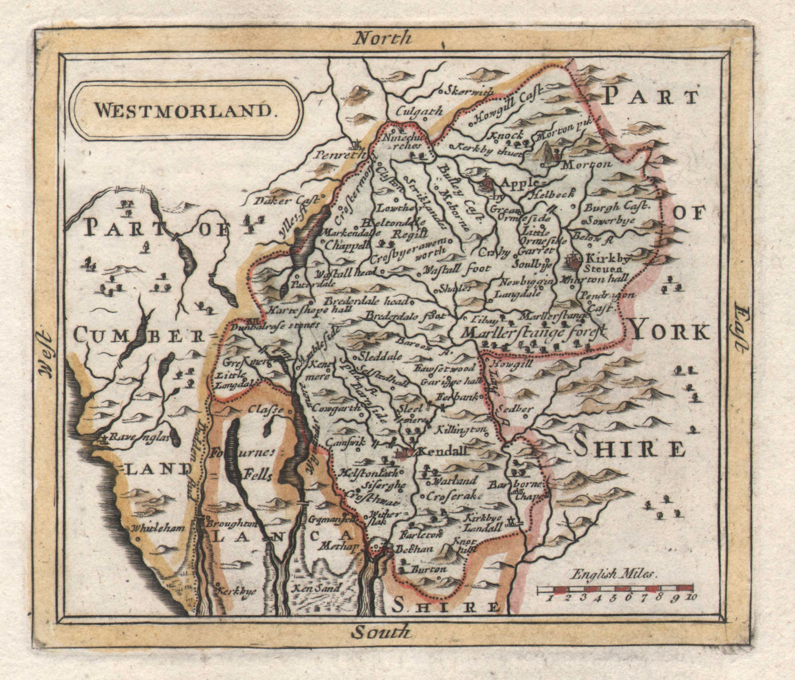 Associate Product Antique county map of Westmorland by John Seller / Francis Grose. Coloured c1780