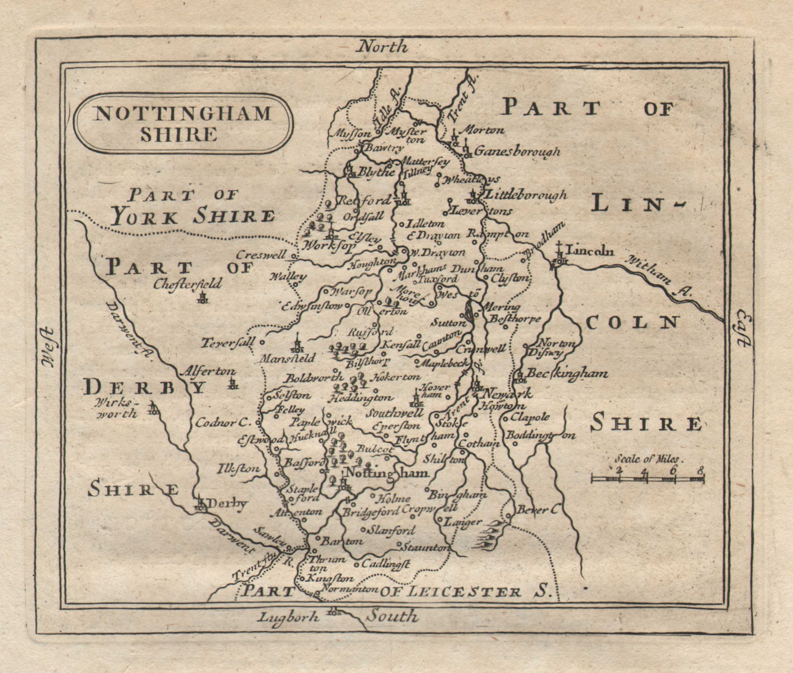 Associate Product Antique county map of Nottinghamshire by John Seller / Francis Grose c1780