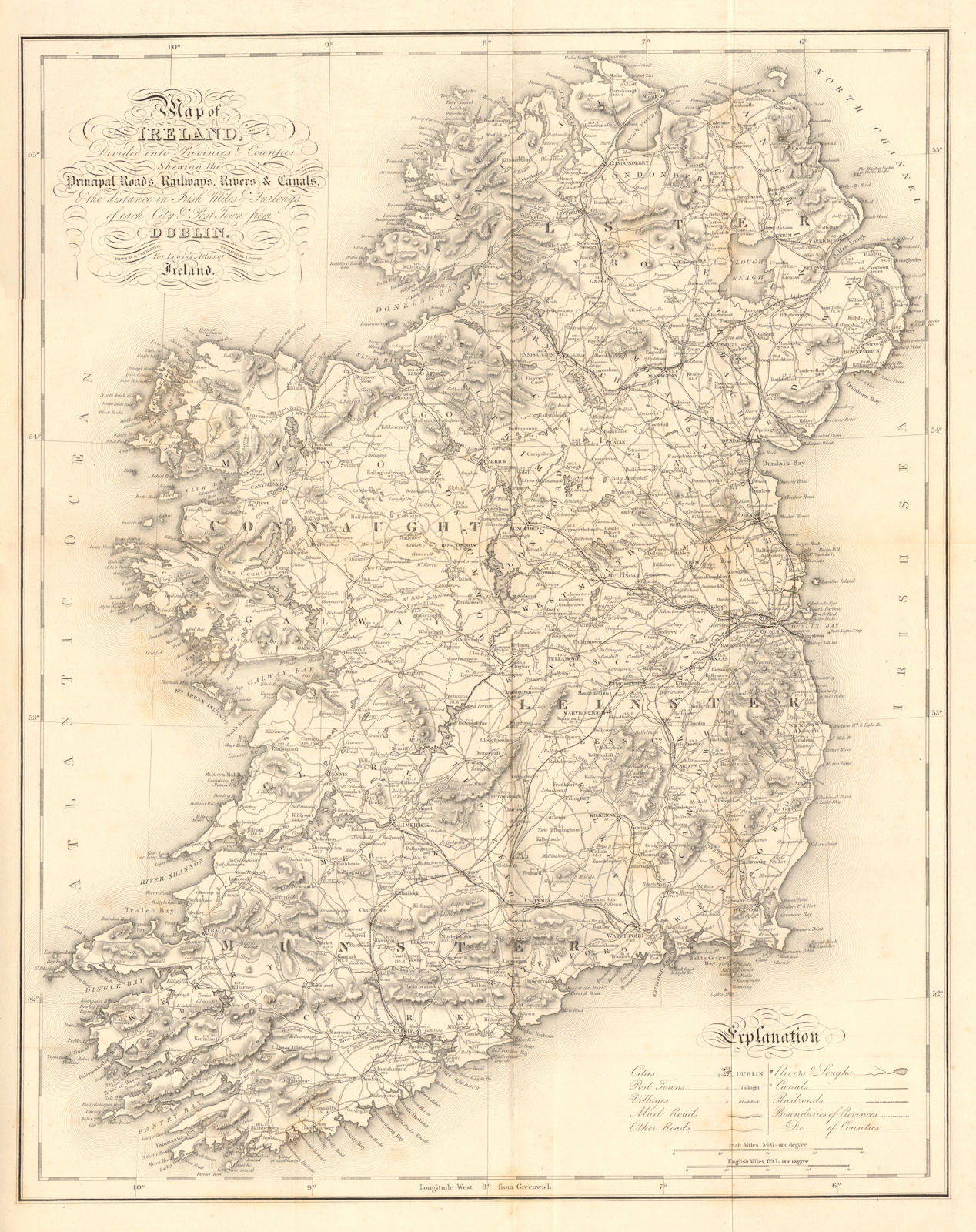 Associate Product "Map of Ireland, divided into provinces & counties…" LEWIS/DOWER/CREIGHTON 1846