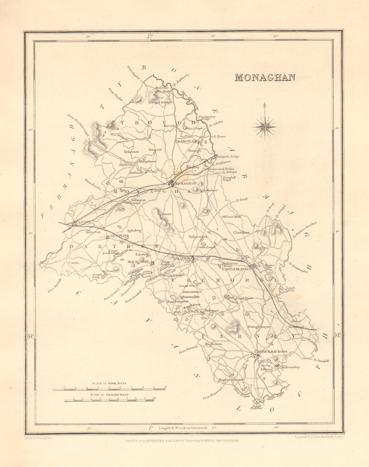 Associate Product COUNTY MONAGHAN antique map for LEWIS by CREIGHTON & DOWER - Ireland 1846
