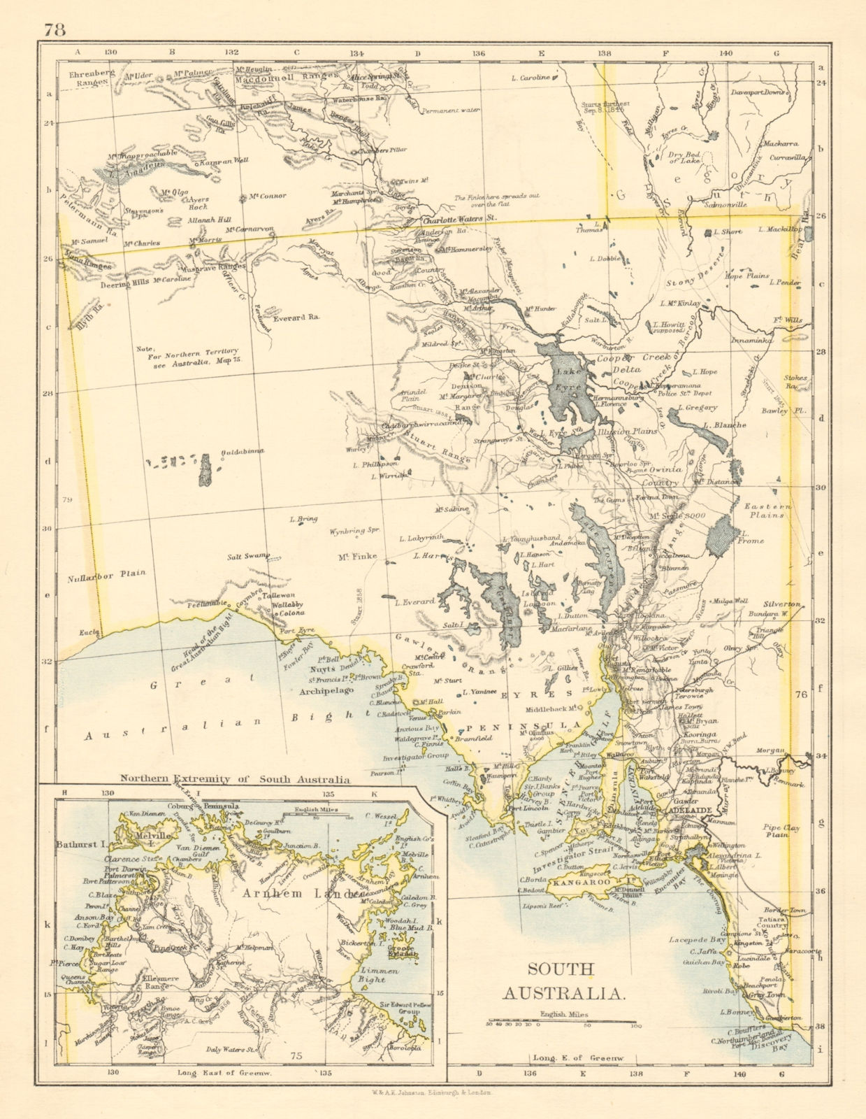 Associate Product SOUTH AUSTRALIA + Arnhem Land Northern Territory JOHNSTON 1892 old antique map