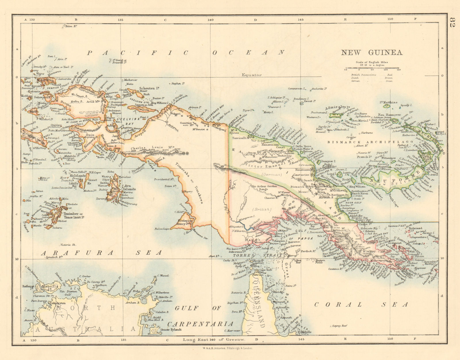 Associate Product COLONIAL NEW GUINEA Kaiser Wilhelm Land British & Dutch New Guinea  1892 map