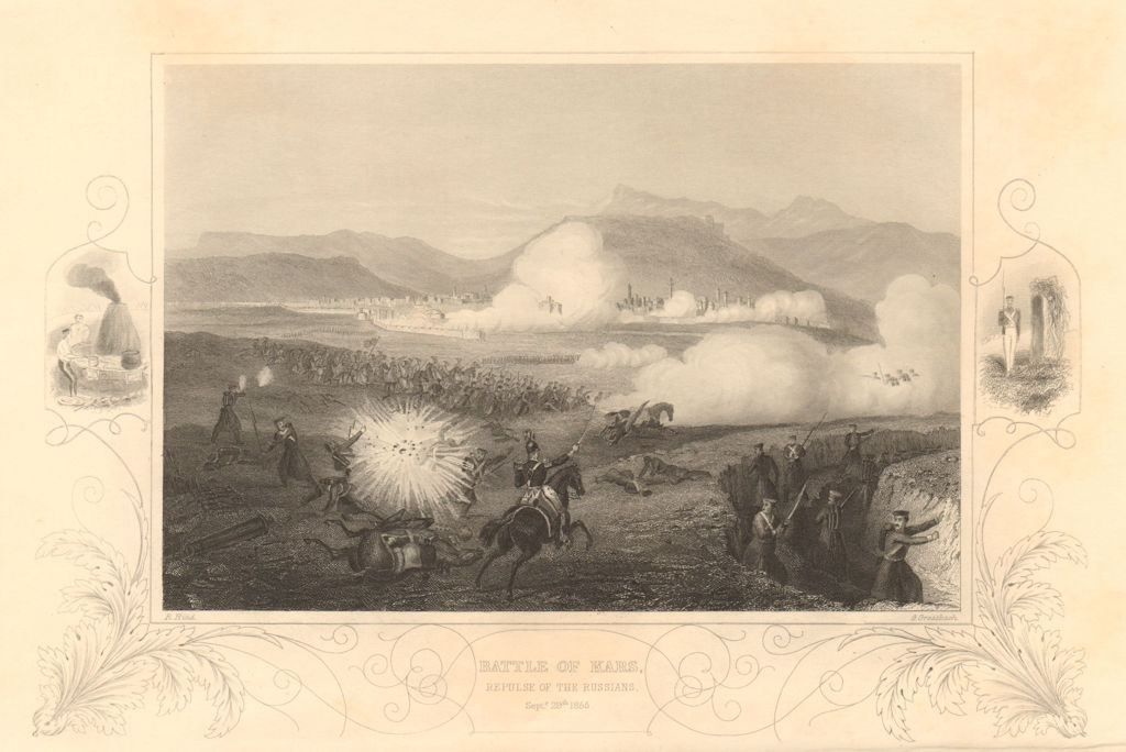 Associate Product CRIMEAN WAR. Battle of Kars sept 29 1855. Russians repulsed. Turkey 1860 print