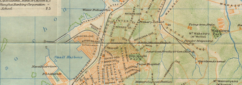 'Tsing-tau or Ching-tao'. Qingdao antique town city plan. China 1924 ...