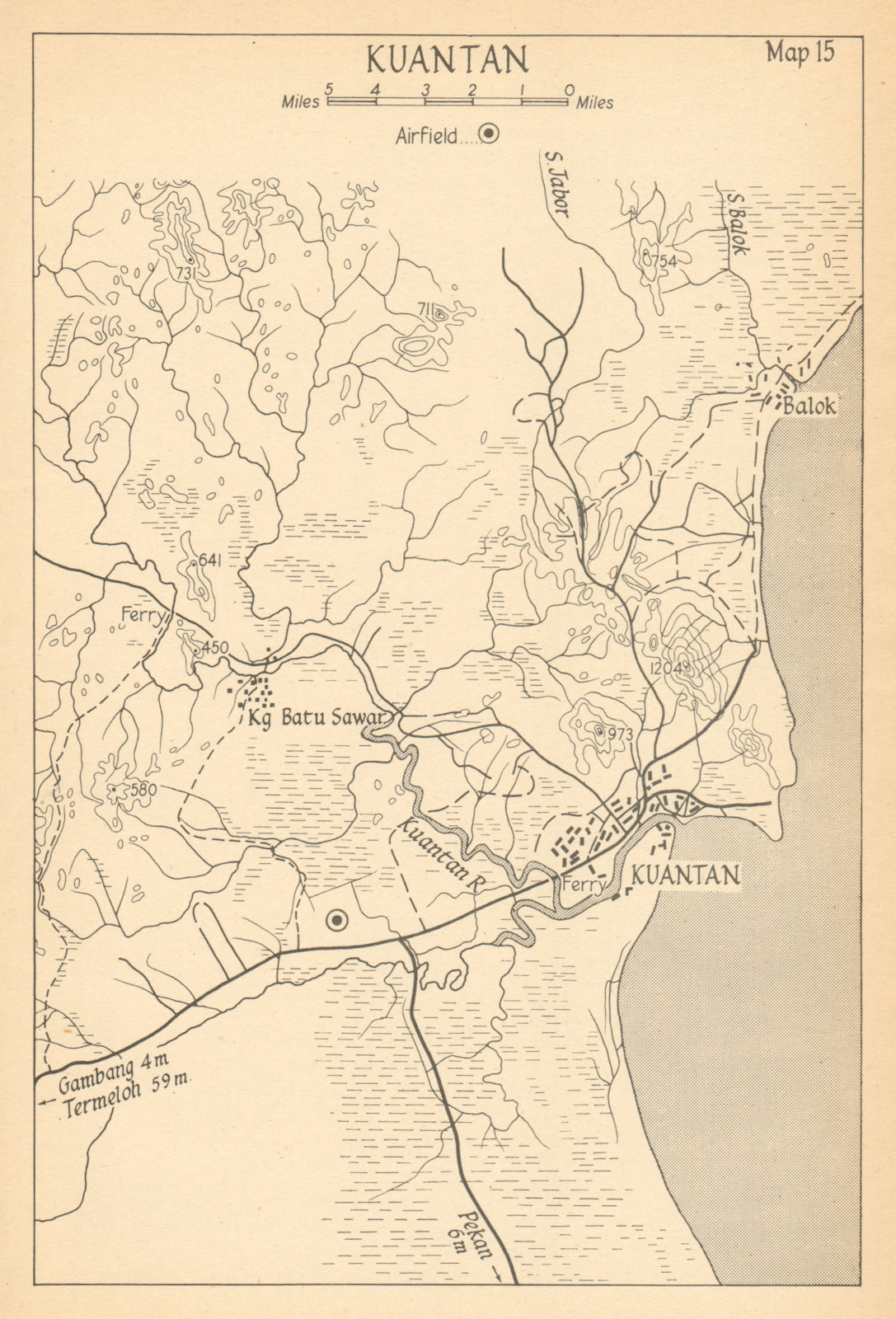 Kuantan 1942. Malaya. Malaysia 1957 old vintage map plan chart