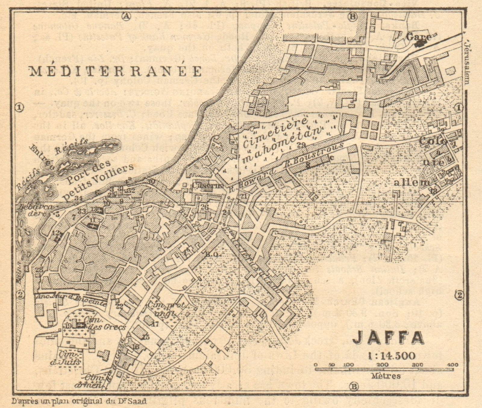 Jaffa / Tel Aviv antique town city plan. Yafo. Israel. SMALL 1912 old map