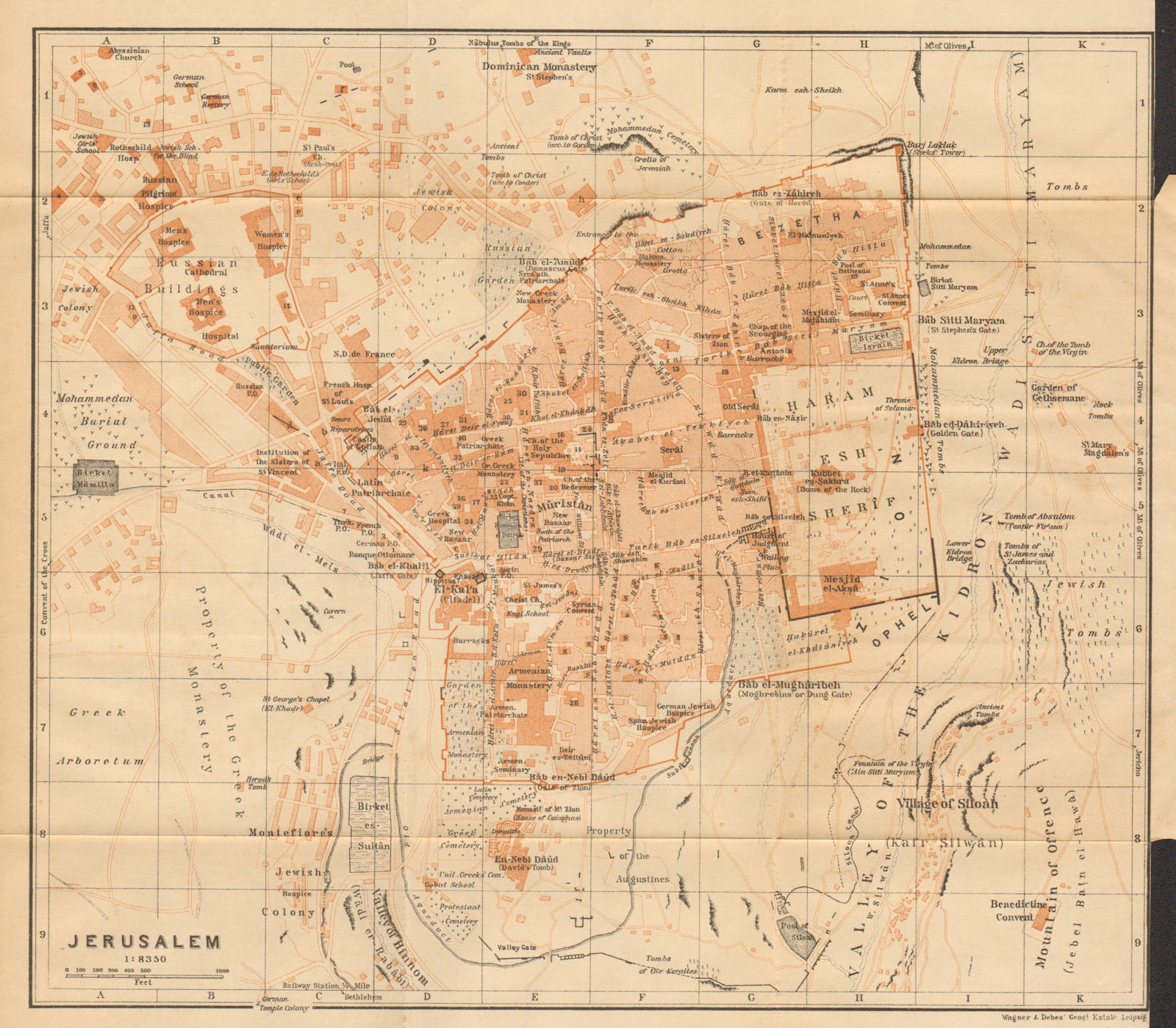 Associate Product Jerusalem antique town city plan. Israel 1912 old map chart