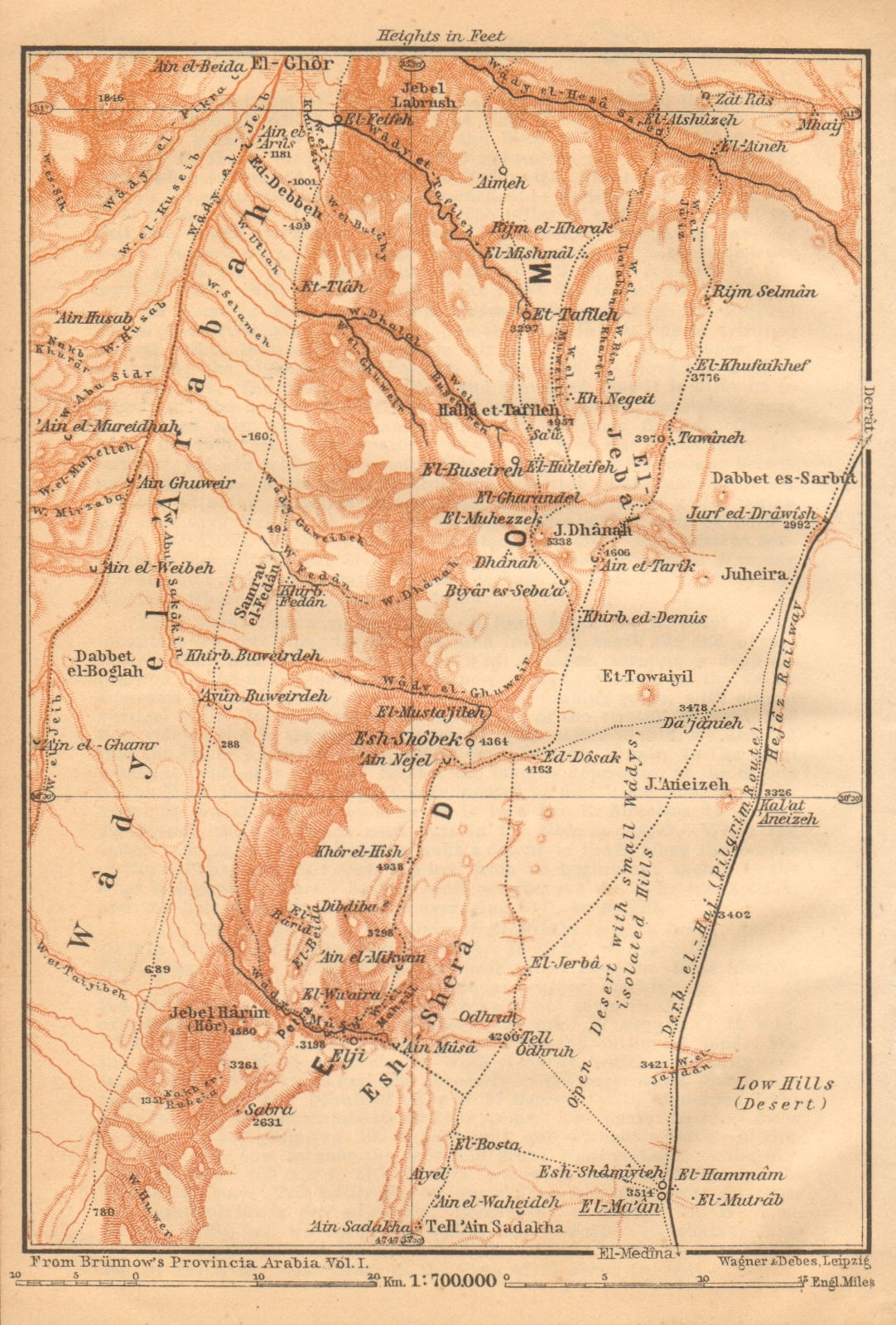 Associate Product Western Jordan Dana biosphere Ma'an Aqaba Tafilah governates Hajj route 1912 map