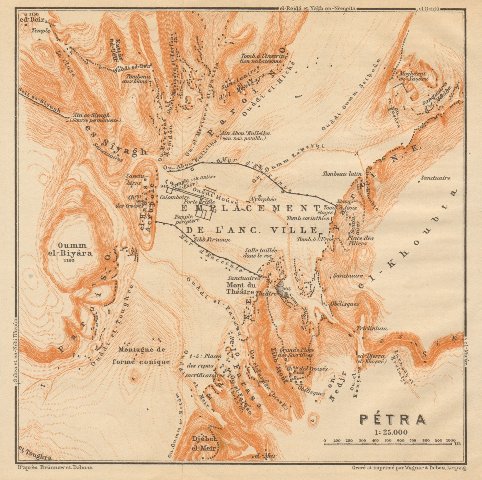 Plan of Petra. Jordan 1912 old antique vintage map chart