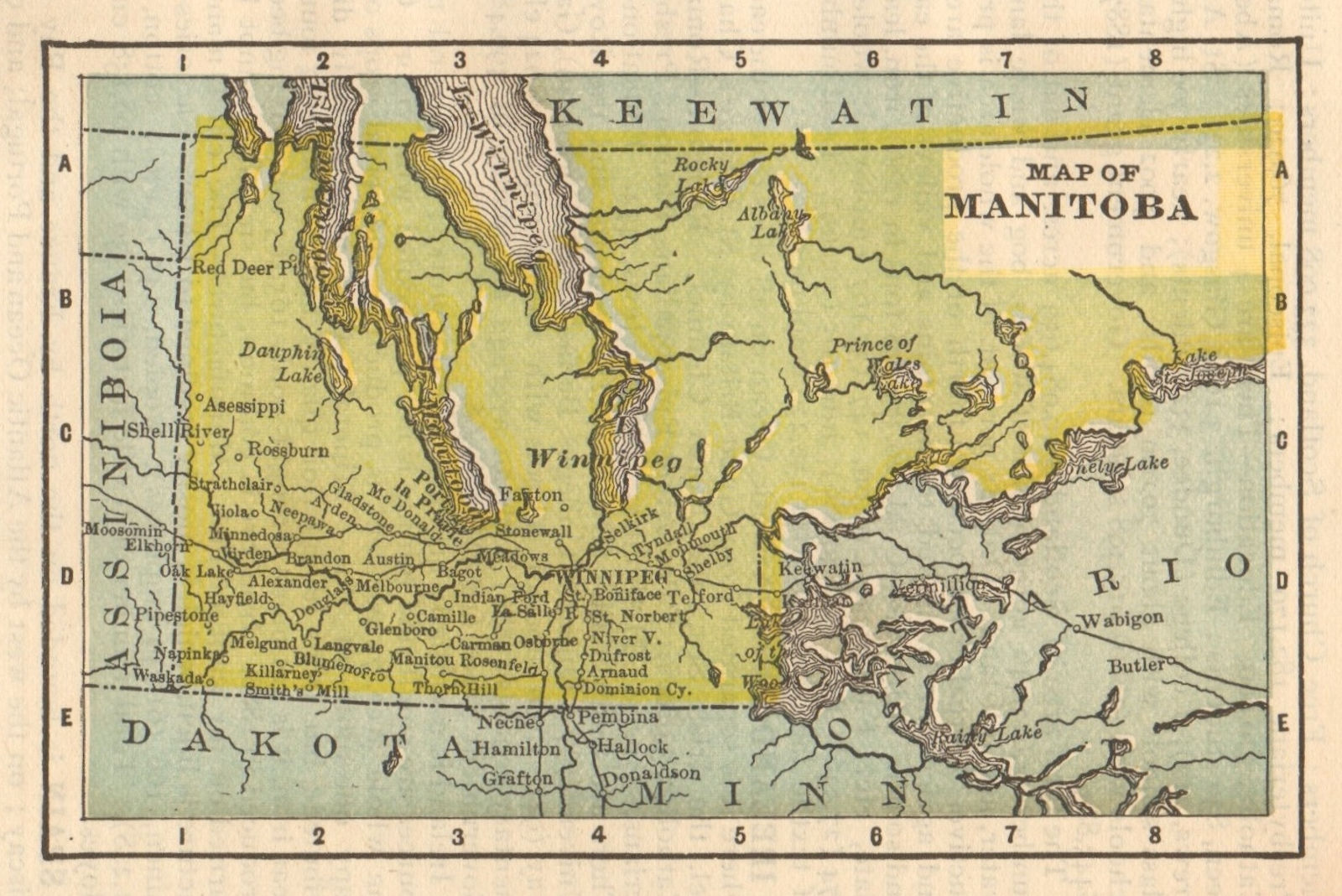 Antique miniature province map of Manitoba by K.L. Armstrong 1891 old