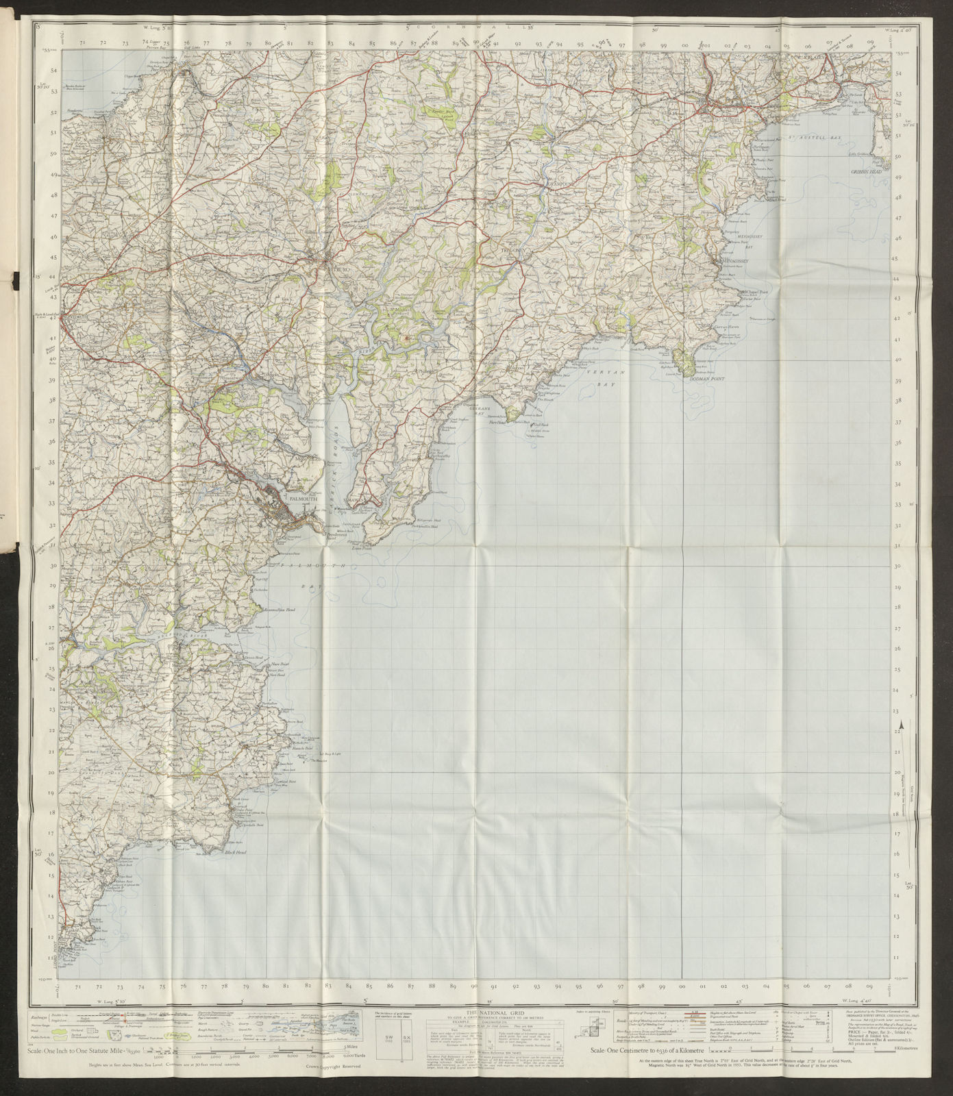 Associate Product Truro & Falmouth Sheet 190 St Austell Roseland coast ORDNANCE SURVEY 1946 map