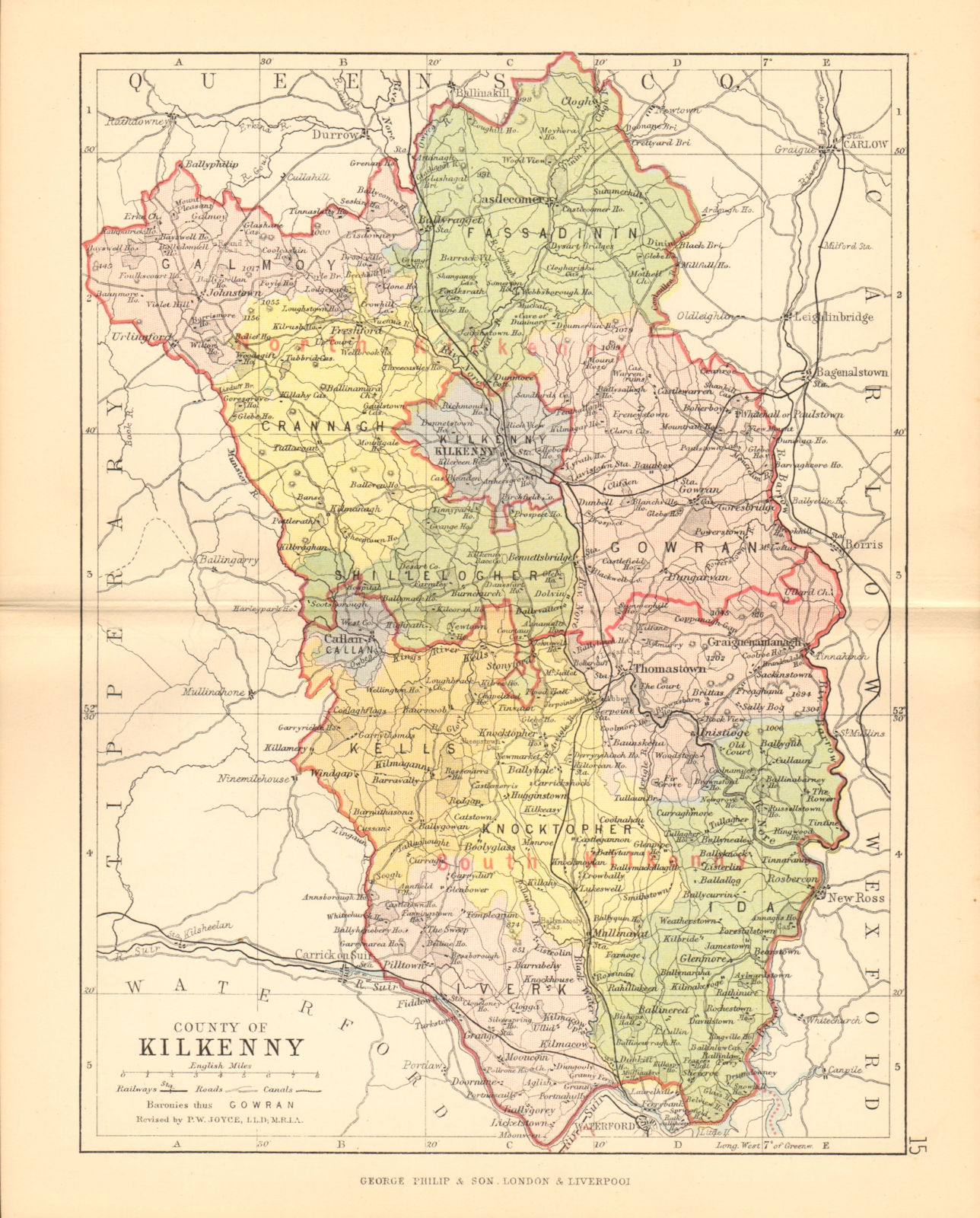 Associate Product COUNTY KILKENNY. Antique county map. Leinster. Ireland. BARTHOLOMEW 1886