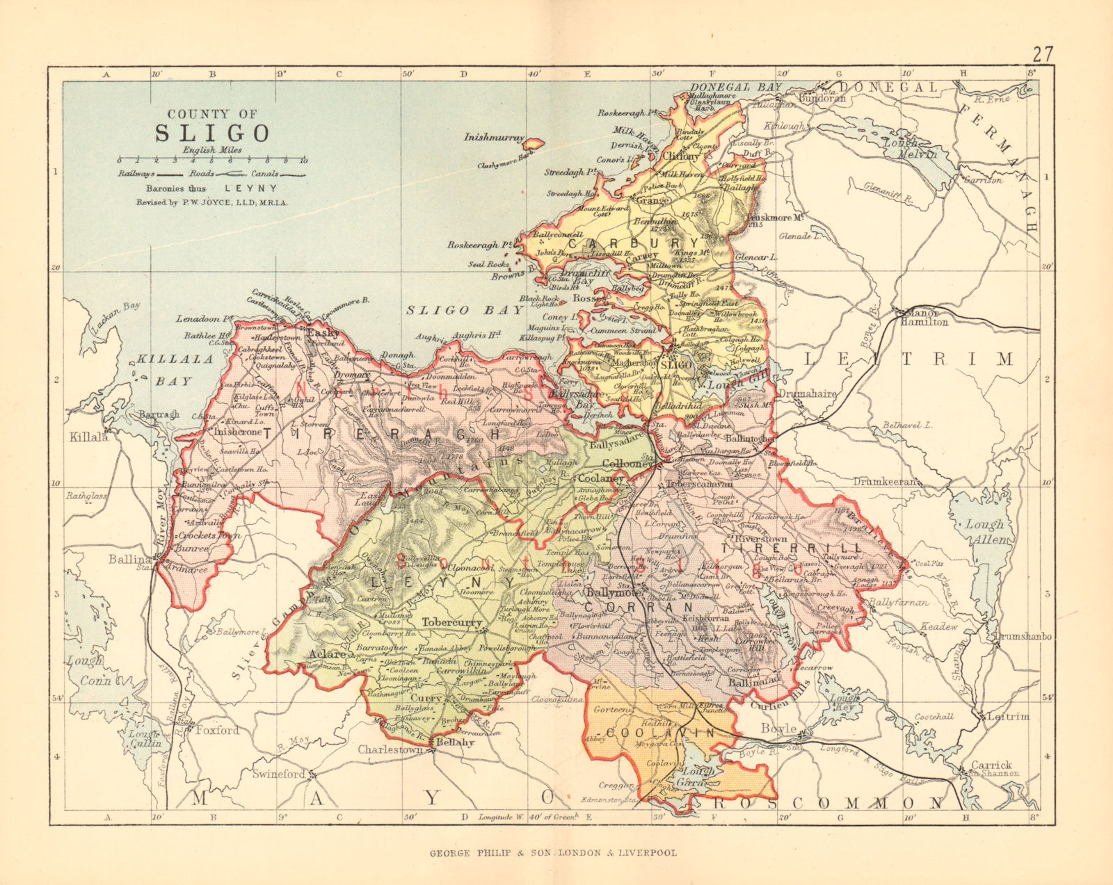 Associate Product COUNTY SLIGO. Antique county map. Connaught. Ireland. BARTHOLOMEW 1886 old