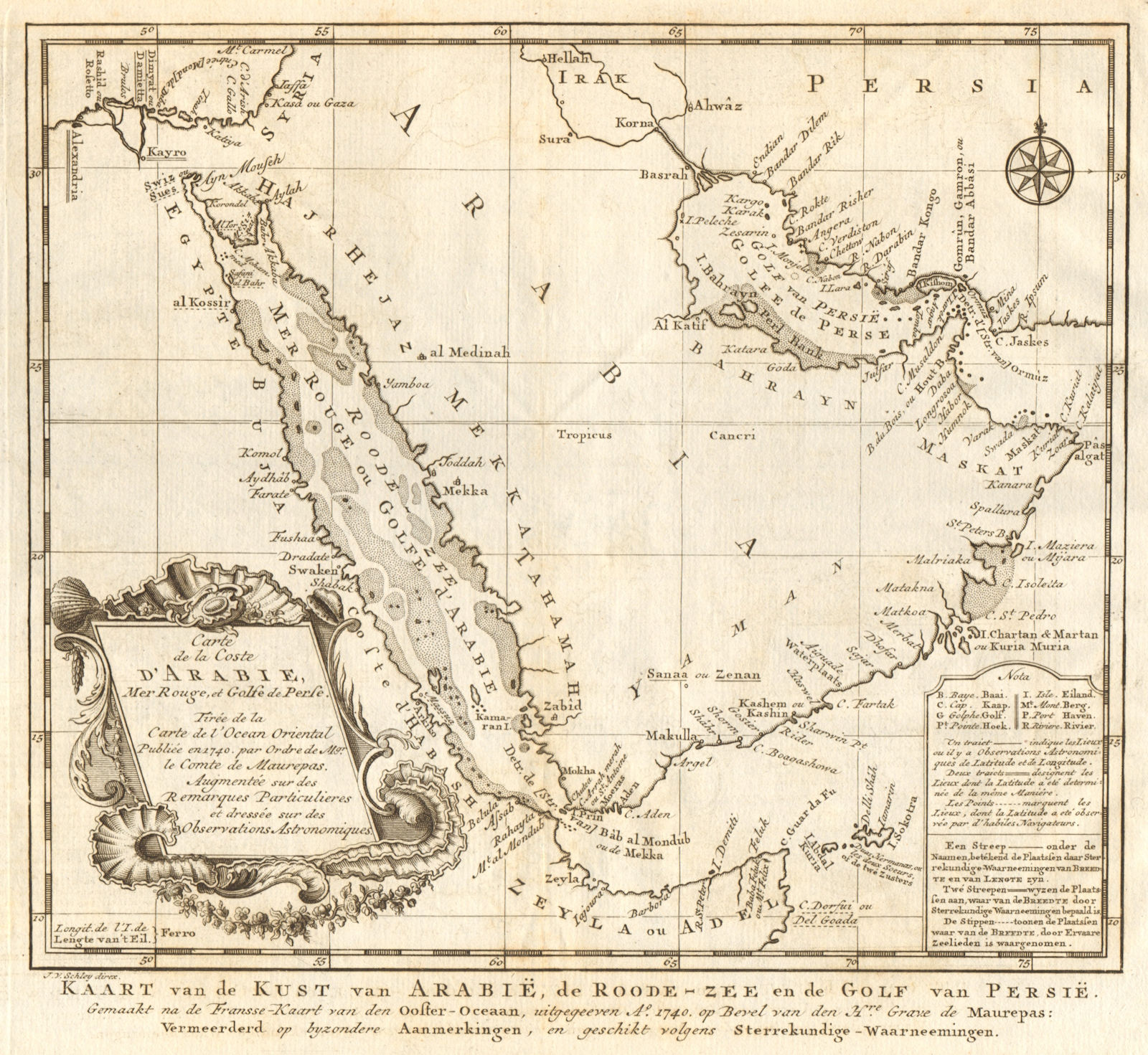 La Cote D Arabie Mer Rouge Golfe De Perse Arabia Bellin Schley 1747 Map Ebay