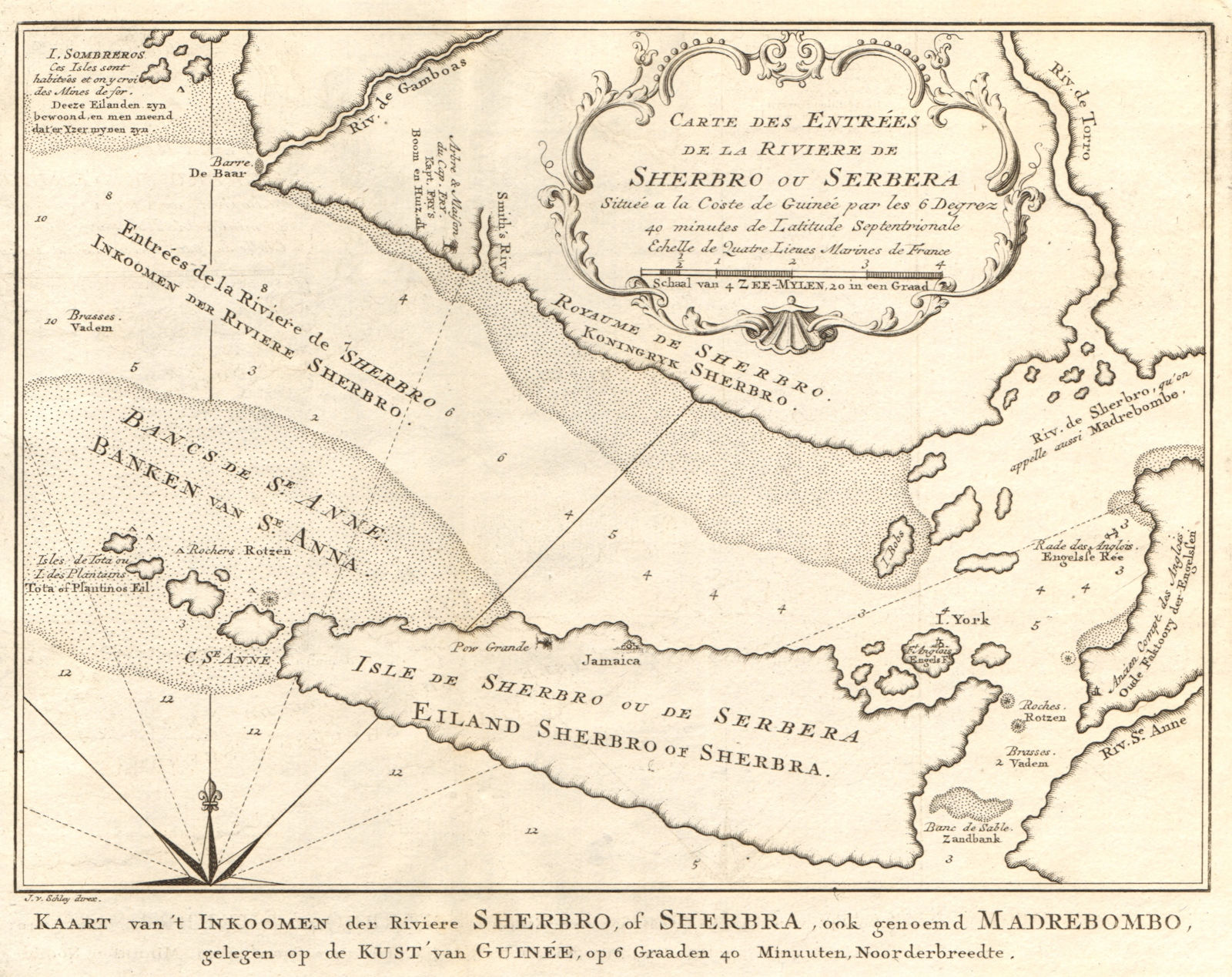 Associate Product 'Entrées de la rivière de Scherbro'. Sherbro Sierra Leone BELLIN/SCHLEY 1747 map