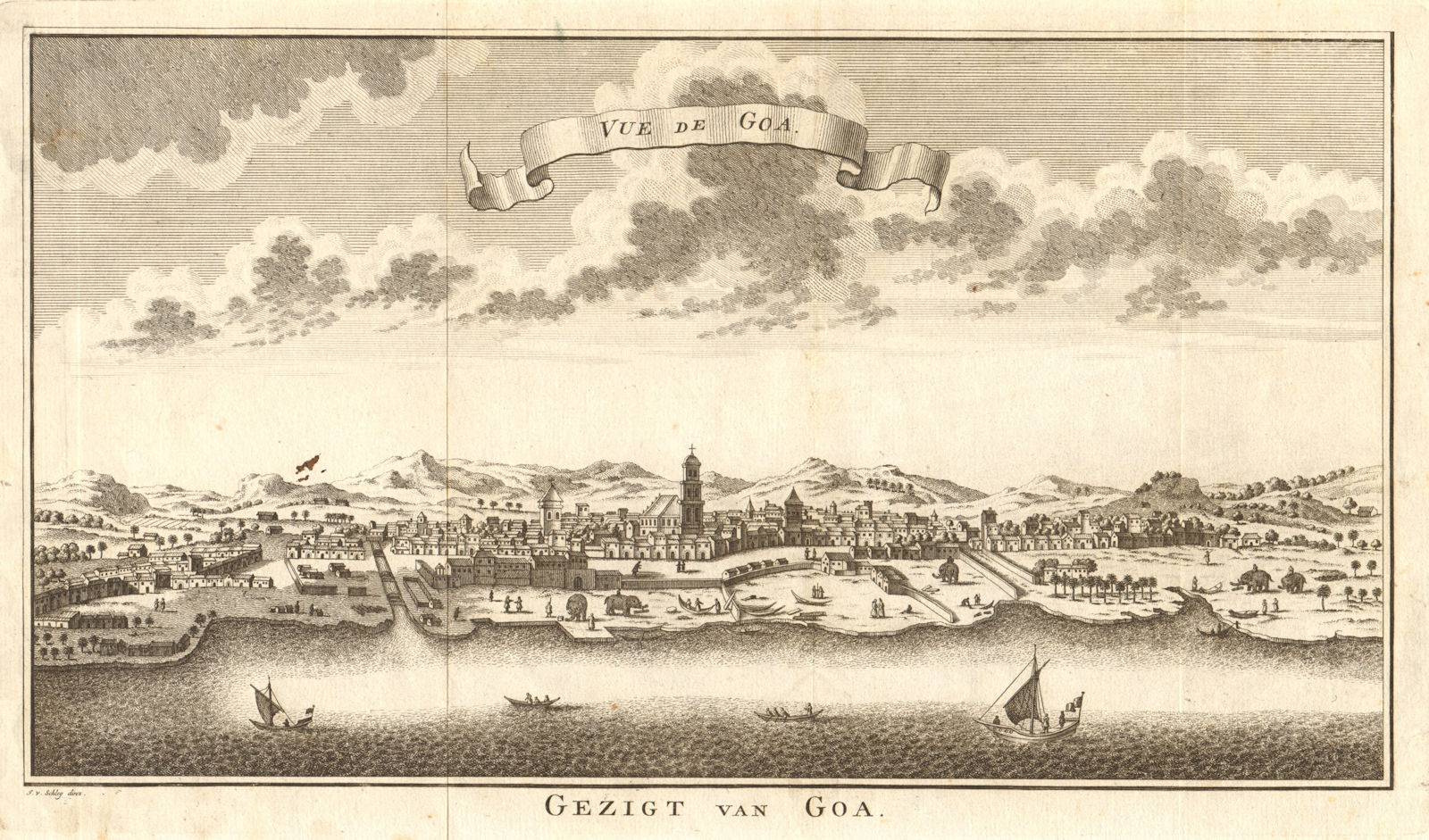 Associate Product 'Vue de Goa'. India. View of Goa. SCHLEY 1753 old antique print picture